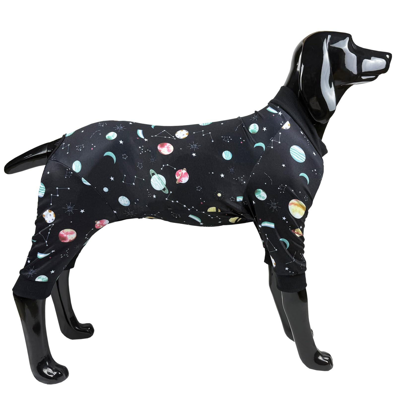 D.E.E Dog Pajamas Large Cotton Dog Clothes Warm And Comfortable Lightweight Jumpsuits Prevent Licking Wound (Galaxyblack, 3Xl)