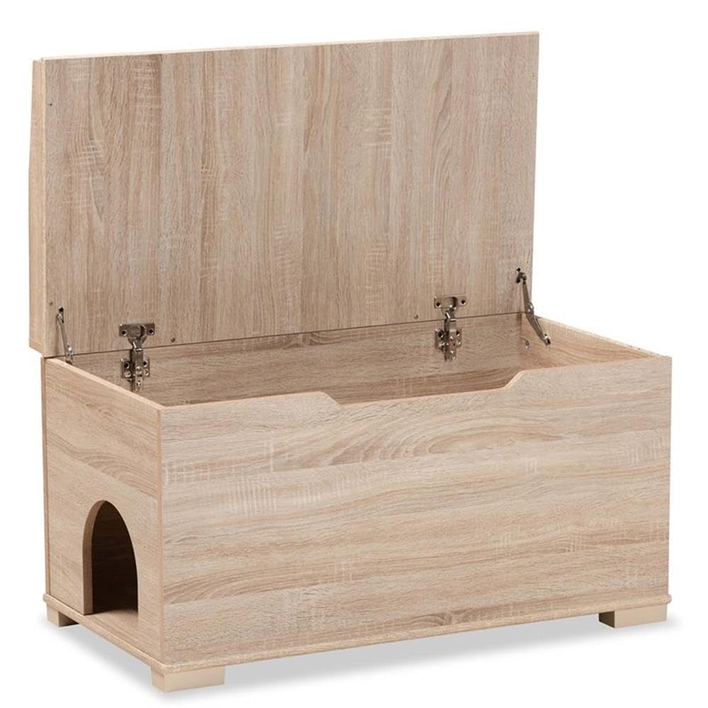 Baxton Studio Mariam Modern and Contemporary Oak Finished Wood Cat Litter Box Cover House