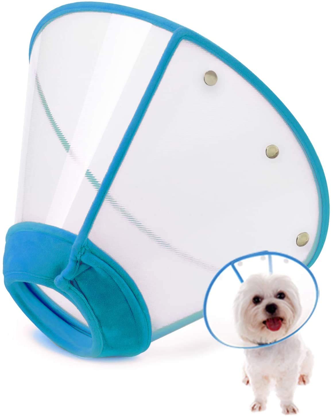 In Hand Adjustable Pet Recovery Collar Dog Cone, Us Patented Product Soft Edge Plastic Cat Cone Safety Practical Protective E-Collar Anti-Bite Lick Wound Healing