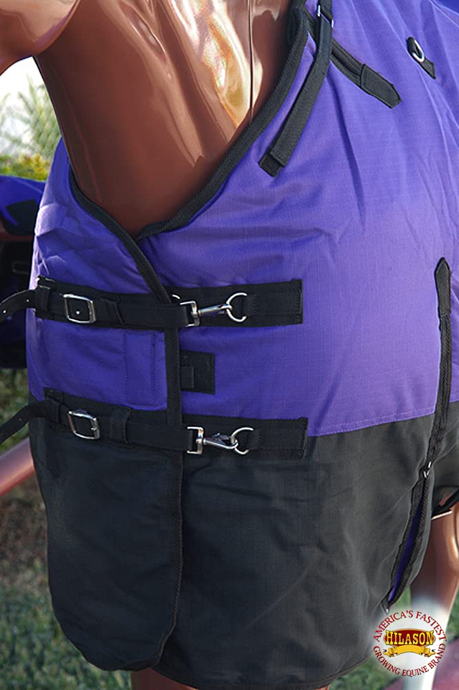 Hilason 1200D Winter Waterproof Poly Horse Blanket Belly Wrap Purple | Horse Blanket | Horse 66 In