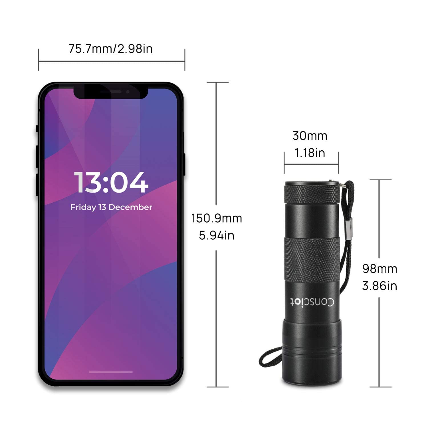 Uv Flashlight Black Light, Consciot 12 Led 395Nm Ultraviolet Blacklight, Portable Mini Torch Light Pet Urine Detector For Dog/Cat Urine, Dry Stains, Bed Bug, Matching With Pet Odor Eliminator