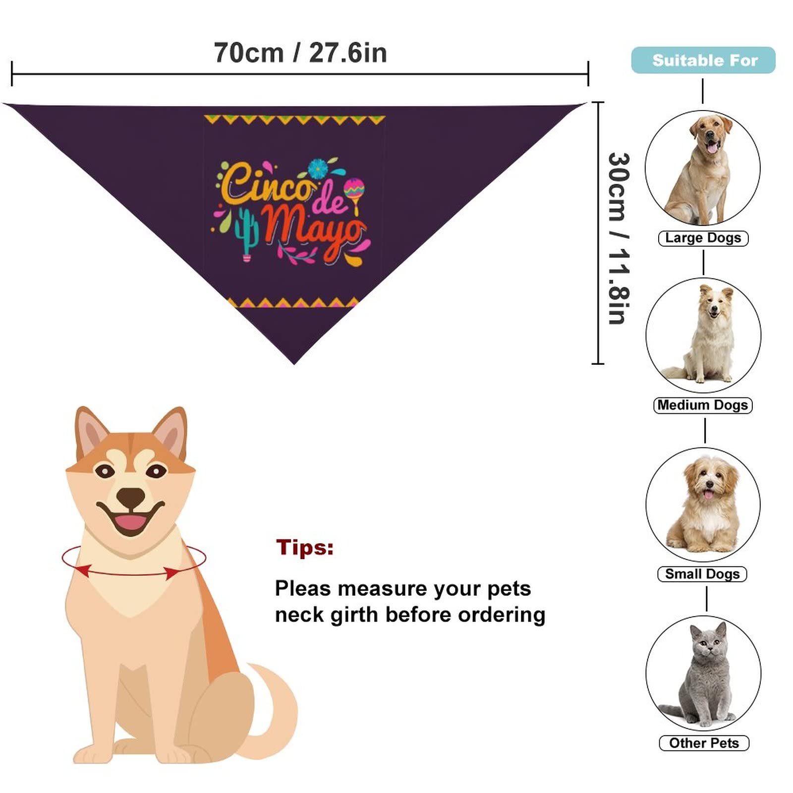 Cinco De Mayo Mexican Fiesta 2023 Dog Bandanas Pets Kerchief Reversible Triangle Bibs Scarf Outfits Accessories For Small To Lar