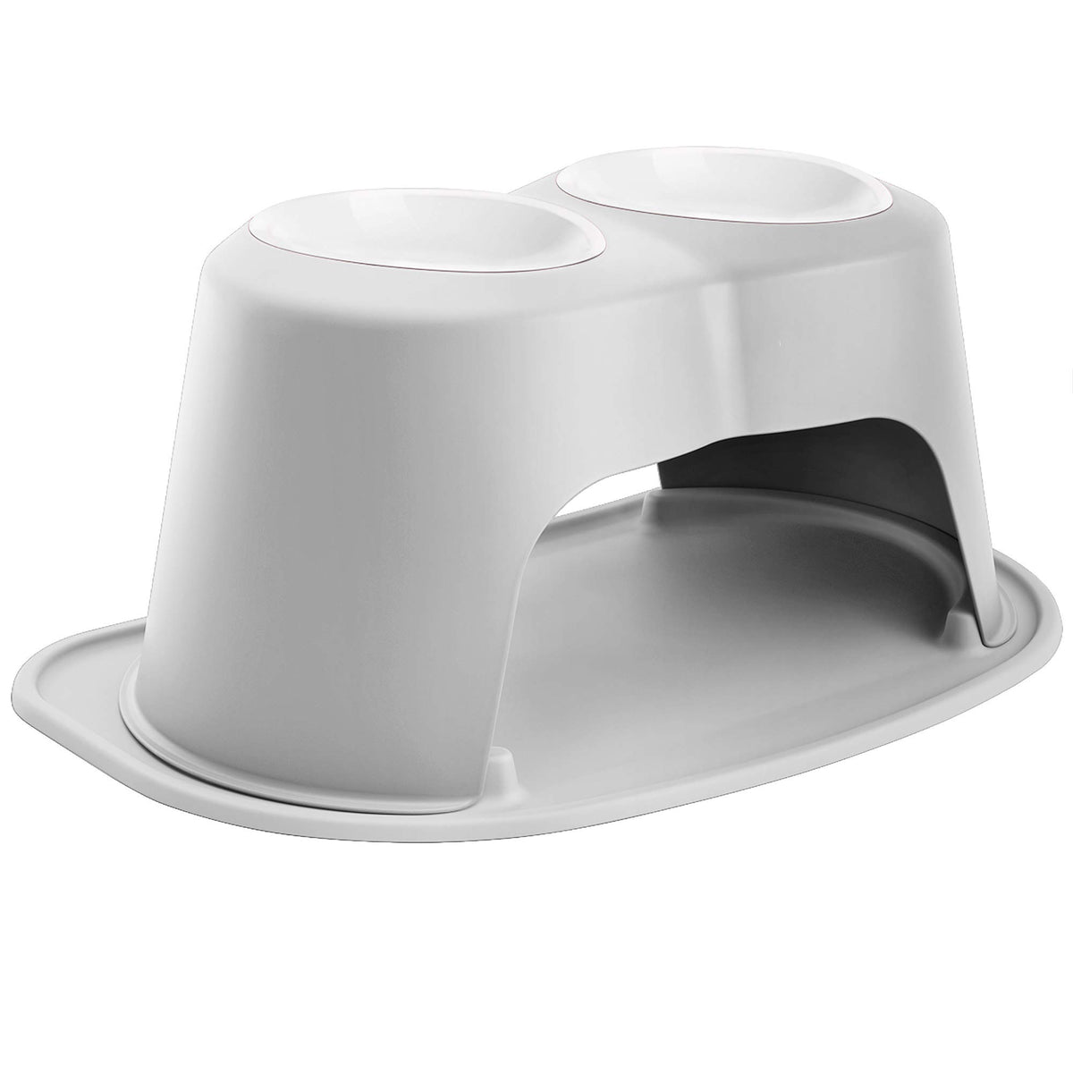Weathertech Double High Pet Feeding System W/Plastic Dog/Cat Bowls - 12 High Stand Light Grey (Pdhc6412Lglg)