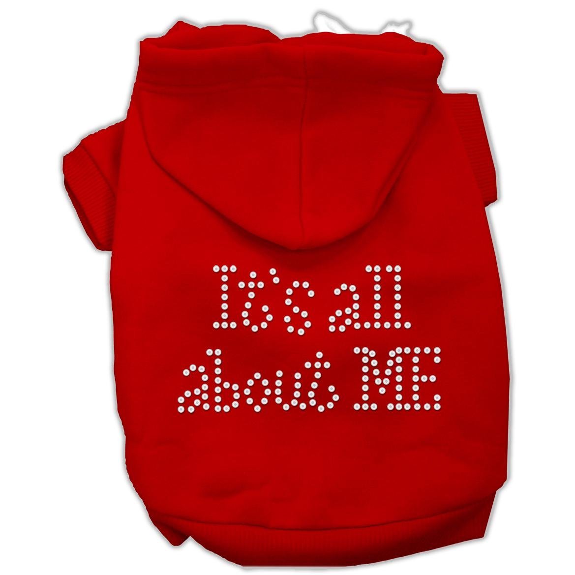 Mirage Pet Products 14-Inch It's All About Me Rhinestone Hoodies, Large, Red