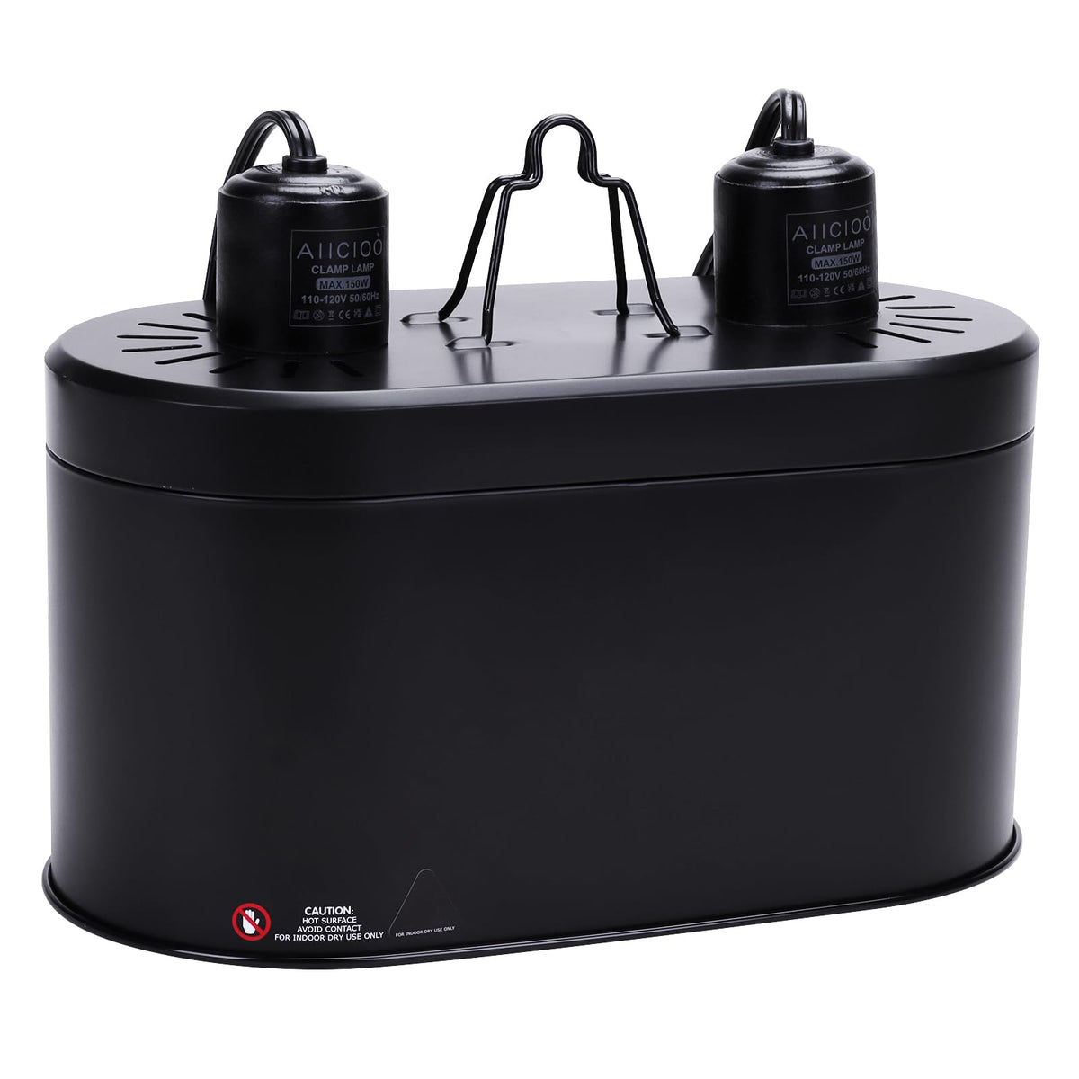 Aiicioo Dual Reptile Light Fixture 150W Double Dome Uvb Lamp Fixture Reptile Combo Deep Dome Lamp Fixture With Independent Switc