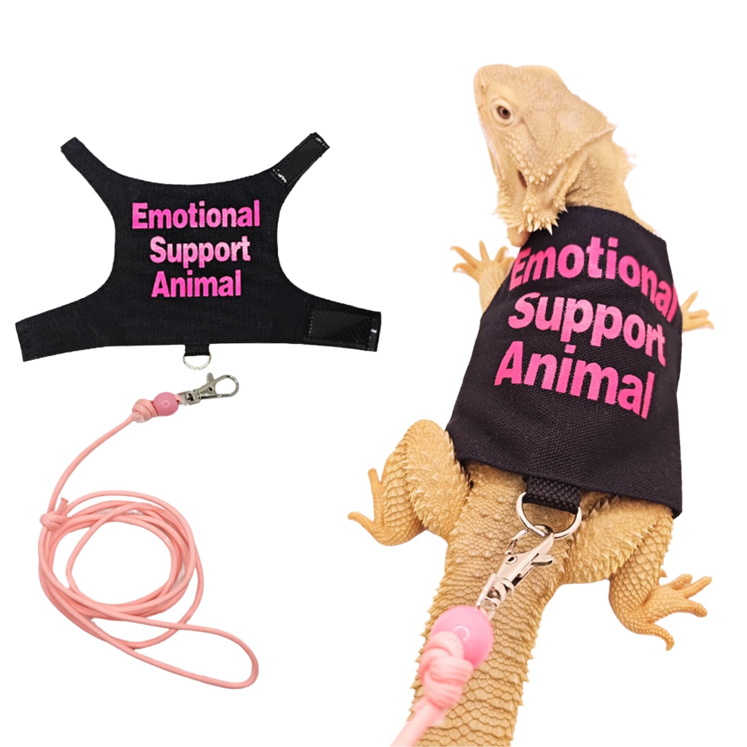 Bearded Dragon Harness And Leash Set - Adjustable Lizard Traction Rope Outdoor Walking Training Leash Reptile Emotional Support 
