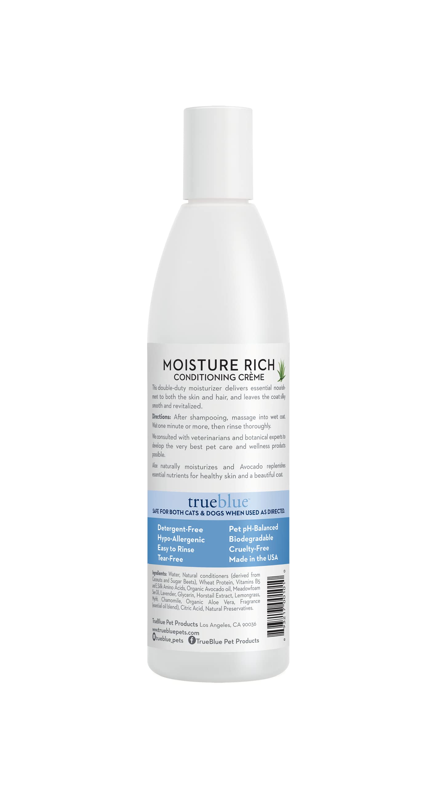 Trueblue Aloe & Avocado Moisture-Rich Conditioning Dog Crème – Conditioner Cream For Dogs, Puppies - Deodorizing, Moisturizing, Tearless – Toxin Free, Natural Botanical Blend – 12 Fl. Oz.