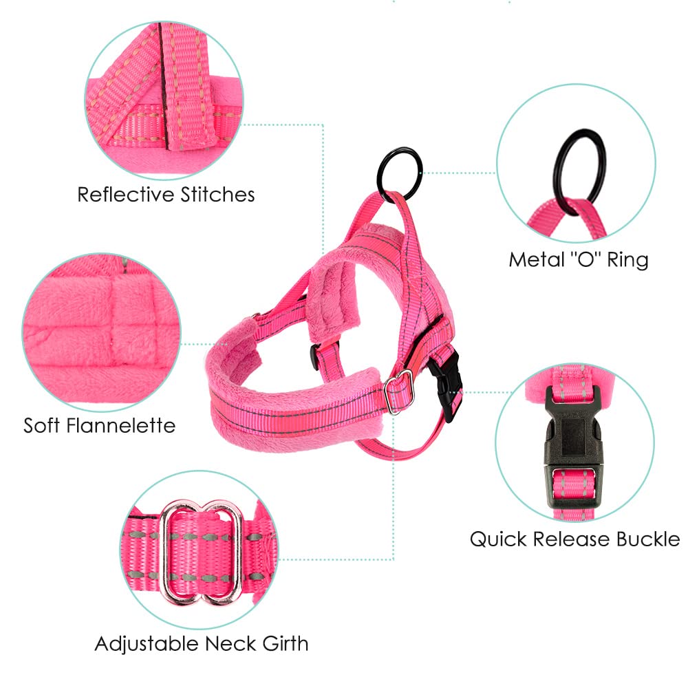 Lukovee Walking Dog Harness And Leash, Heavy Duty Adjustable Puppy Harness Soft Padded Reflective Vest Harness Anti-Twist 4Ft Lead Quick Fit Lightweight For Small Dog Cat (Pink, Medium)