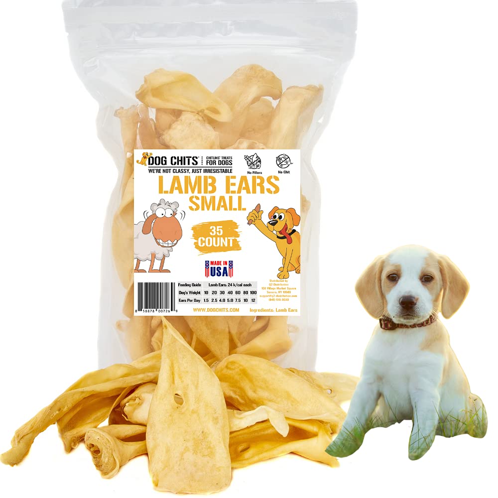 Dog Chits Lamb Ears Dog And Puppy Treats - All Natural Grain And Chemical Free Training Chews - High Protein And Low Fat - Supports Dental Health - Made In The Usa - 35 Count