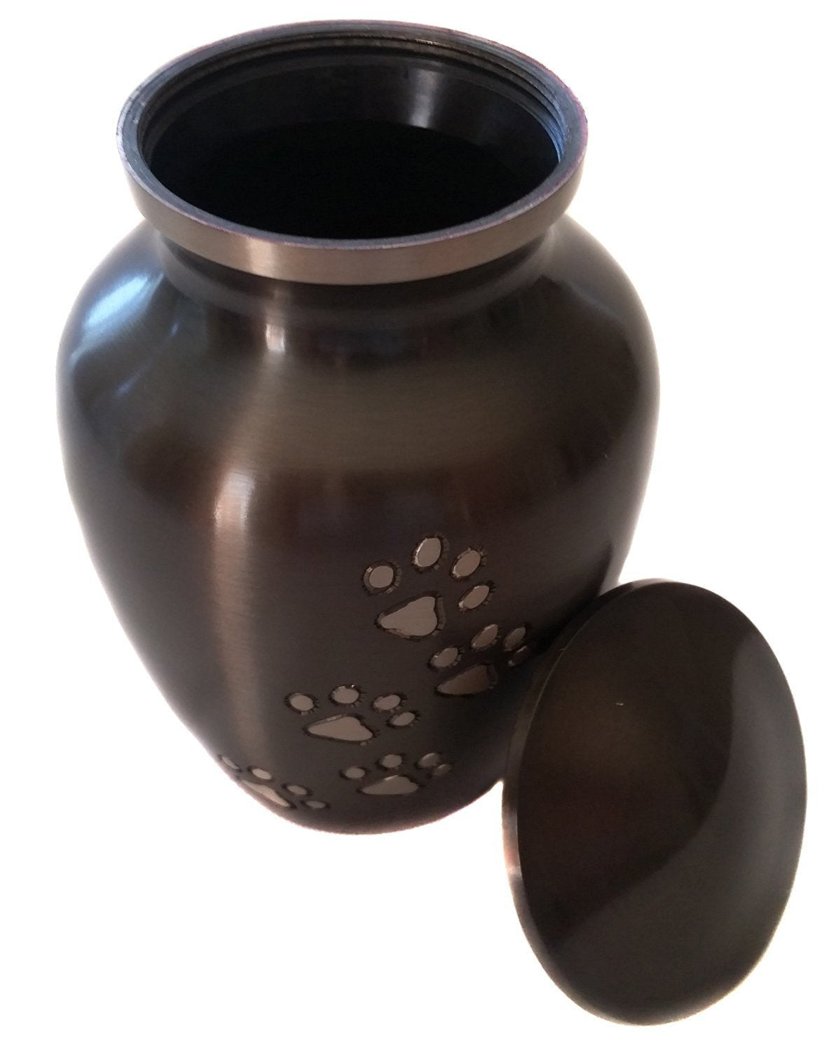 Best Friend Services Pet Urn - Ottillie Paws Legacy Memorial Pet Cremation Urns For Dogs And Cats Ashes Hand Carved Brass Memory Keepsake Urn (Ebony, Vertical, Pewter Paws, Medium)