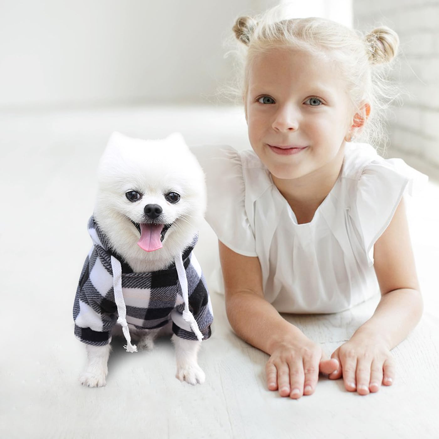 Mrcopetal Plaid Dog Clothes Sweatshirt With Soft Brushed Fleece And Zipper Pocket For Dog Winter Coat In Small, Medium, Large &
