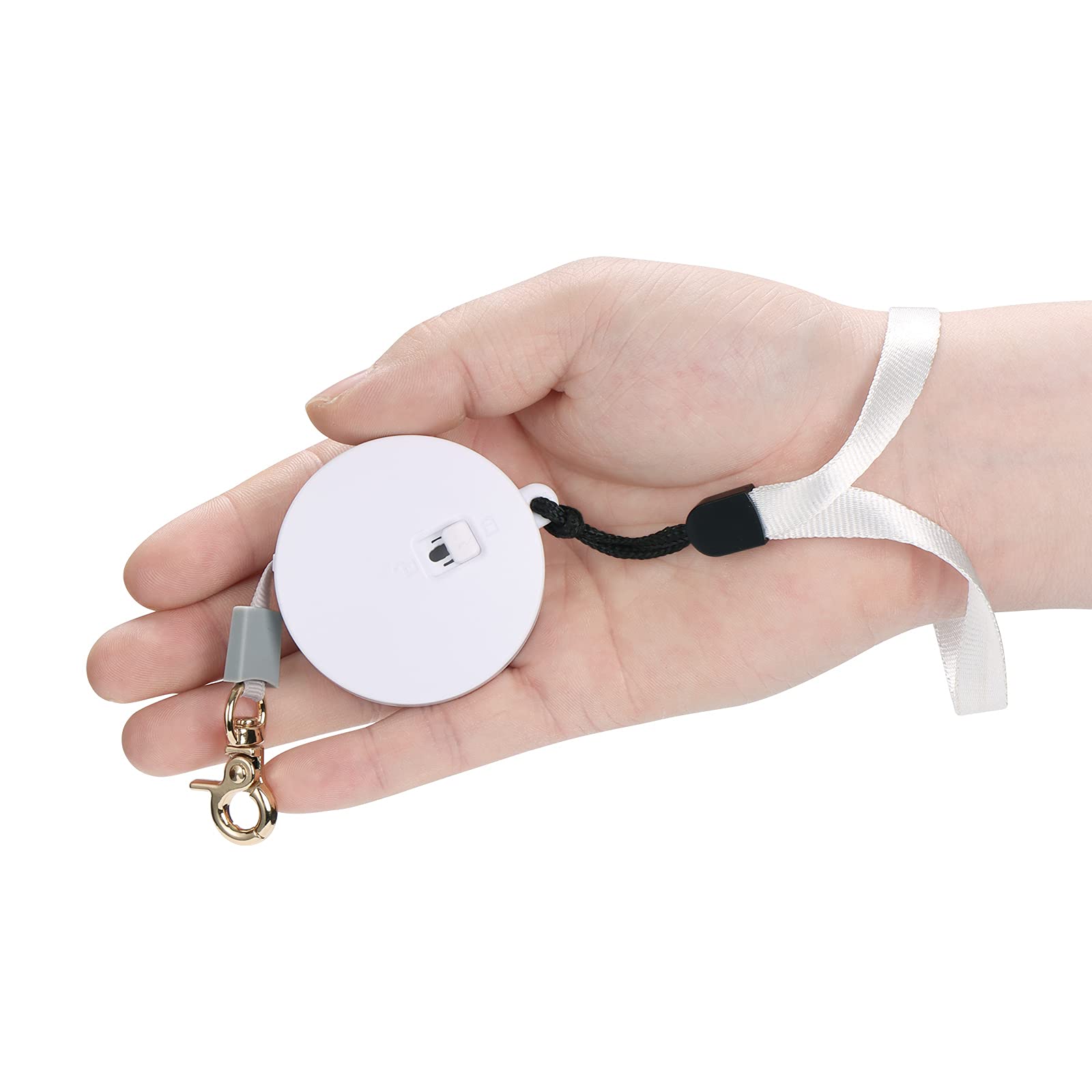 Retractable Dog Leash For Small Dogs Cats Up To 11Lbs With 6.5Ft Anti-Pull Strong Nylon Tape, Hands Free, Mini And Portable Walking Leash With Wrist Strap, One-Hand Brake, White Round