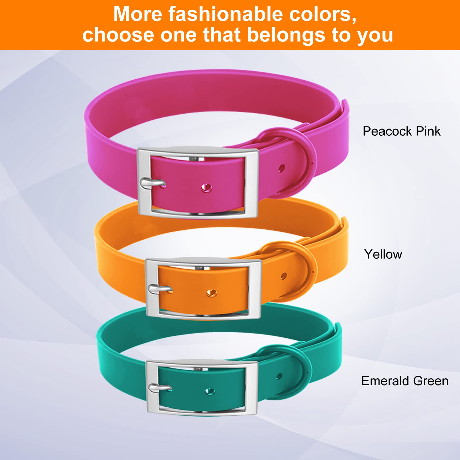 Wisedog Waterproof Dog Collar: Multiple Adjust 8.5” To 32.6”, Soft Rubber Coated Webbing, Easy To Clean, For Small Medium Large Dogs (M(Length:12'-16'; Width:0.8'), Emerald Green)