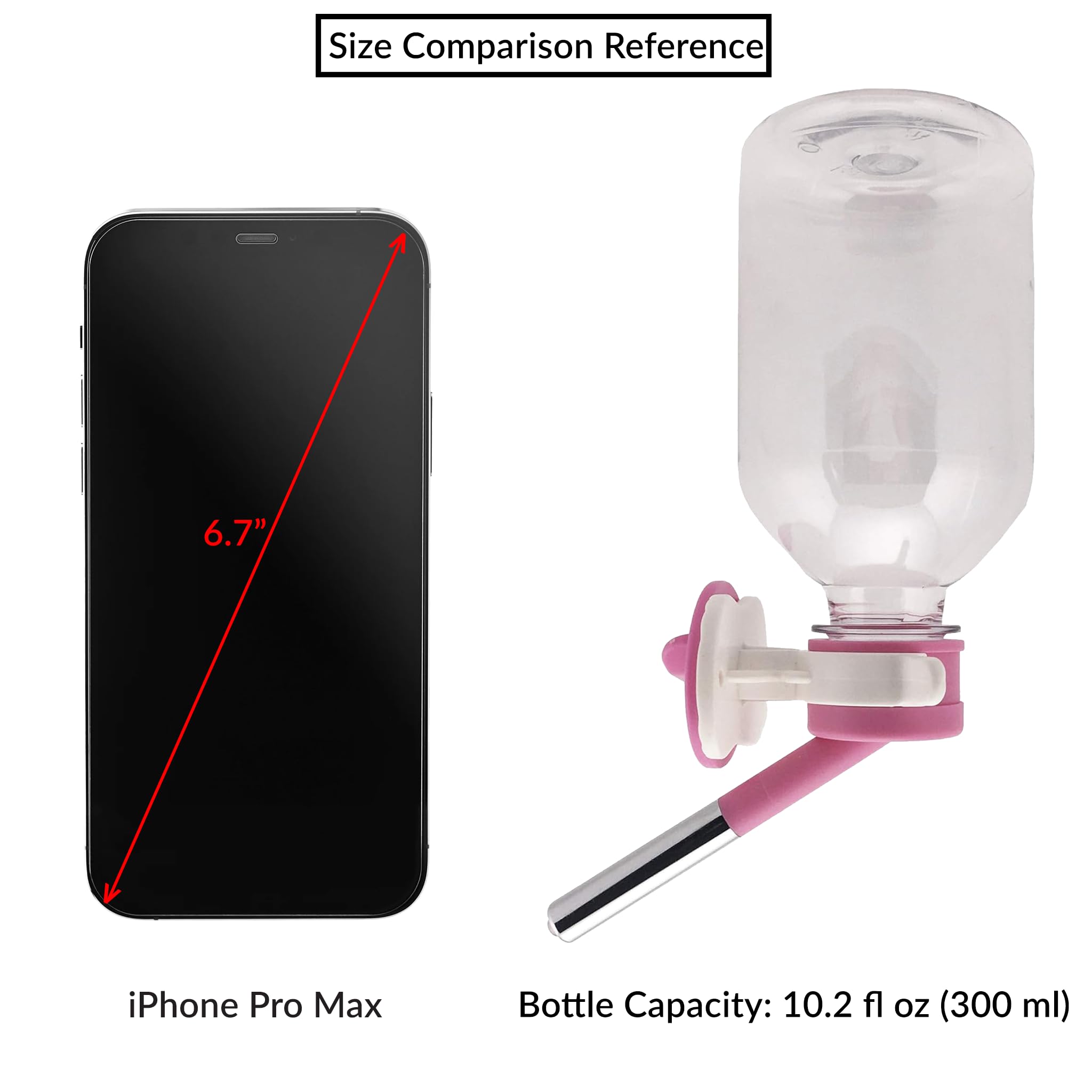 Choco Nose No-Drip Water Bottle/Feeder for Small Pets, 10.2 oz, 10mm Nozzle, C128 Pink - Ideal for Guinea Pigs, Bunnies,