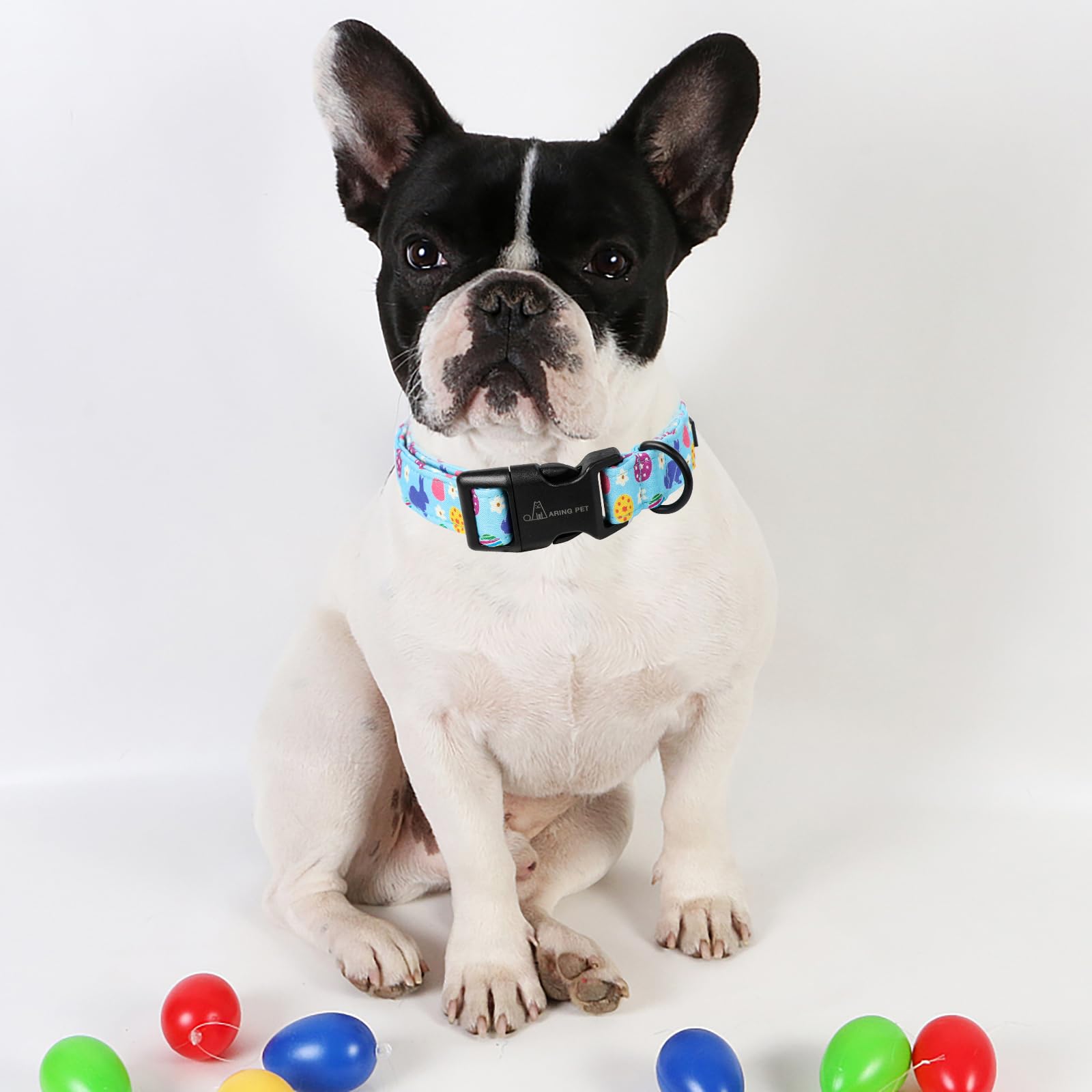 Aring Pet Easter Dog Collar-Cute Blue Rabbit Dog Collars, Adjustable Cotton Bunny Pet Collar Puppy Collars With Quick Release Bu