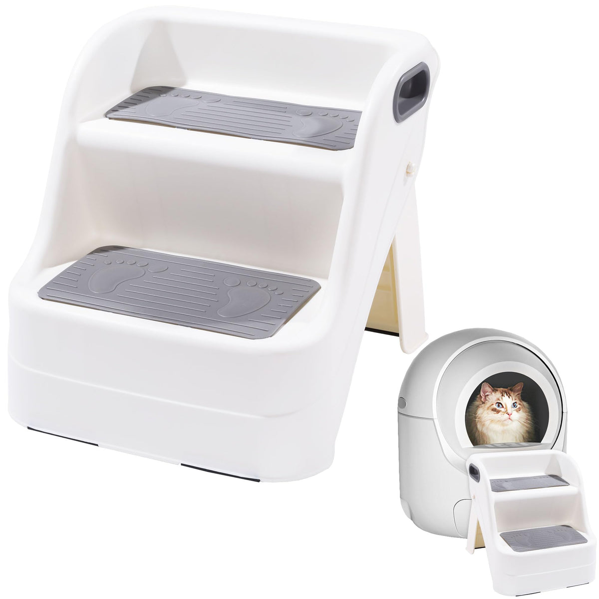Balapet Cat Ramp For Litter Box Litter Box Ramp Custom Fit For Automatic Cat Litter Box,With Non-Slip Rubber Feet, Cat Steps Sui
