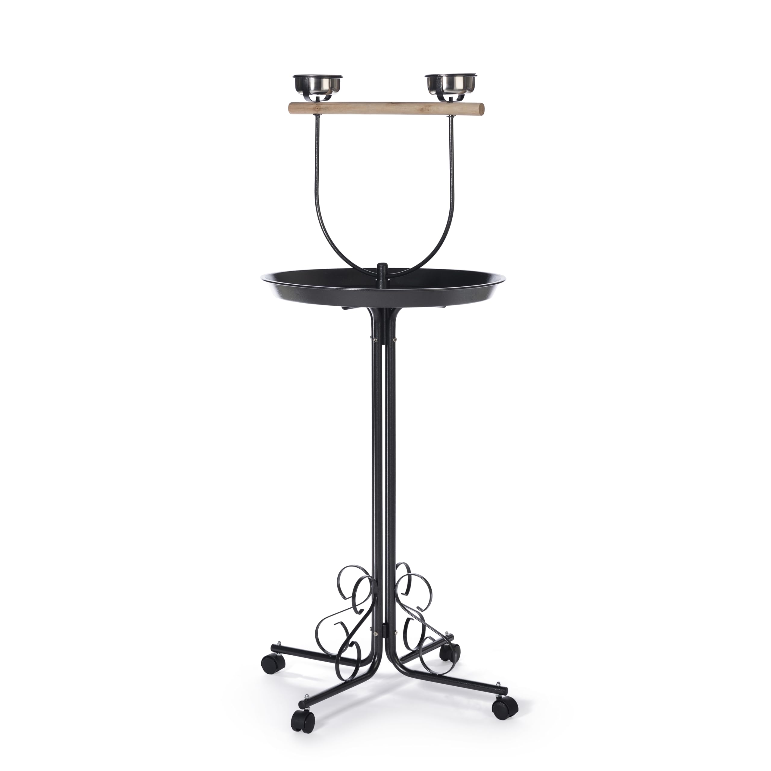 Prevue Pet Products Parrot Play Stand with Wheels - Rolling Bird Perch Center with Food & Water Bowls, Indoor & Outdoor Stand fo