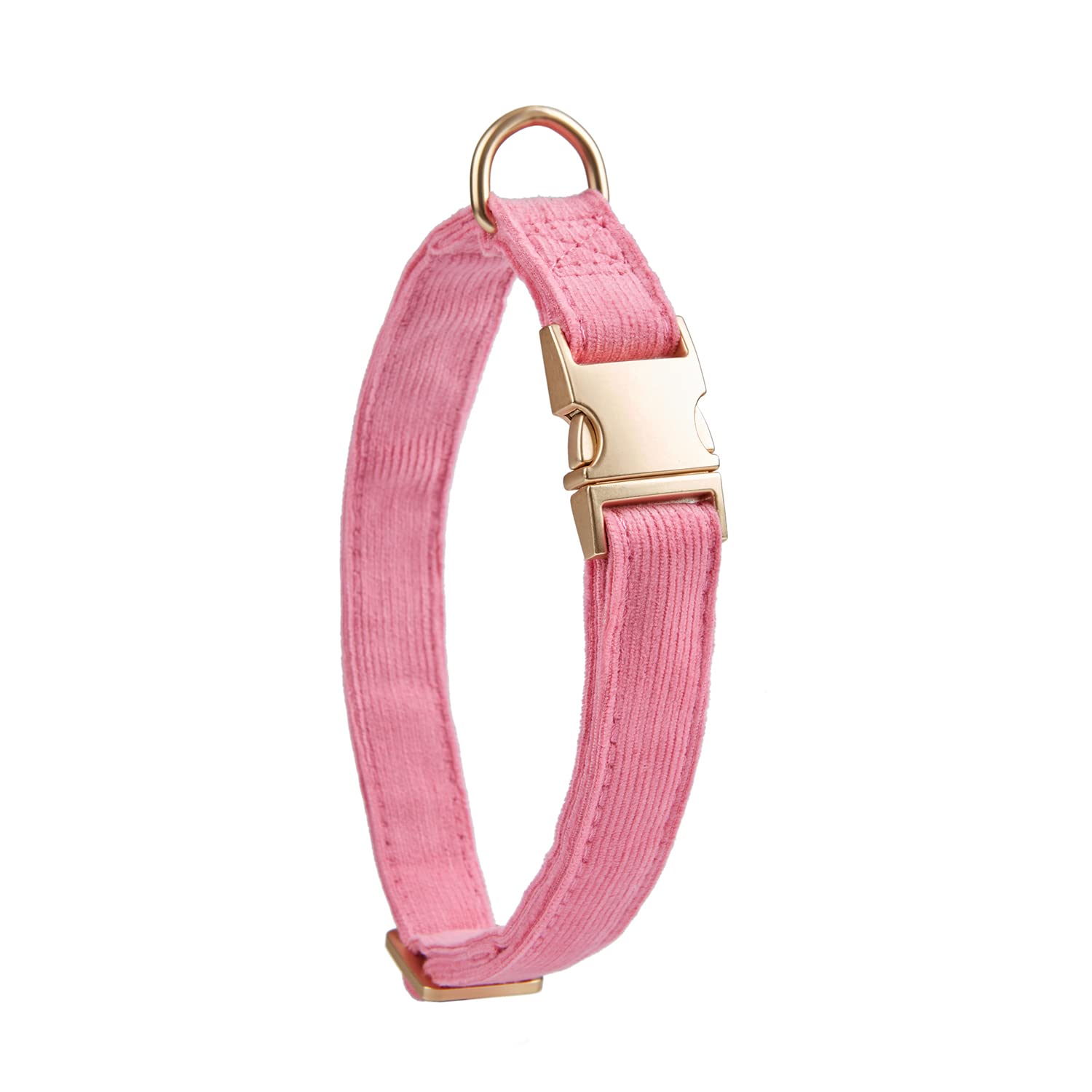 Petiry Soft Corduroy Fibric Dog Collar with High Grade Metal Buckle, for Medium Dogs.Pink,Medium:12-19''