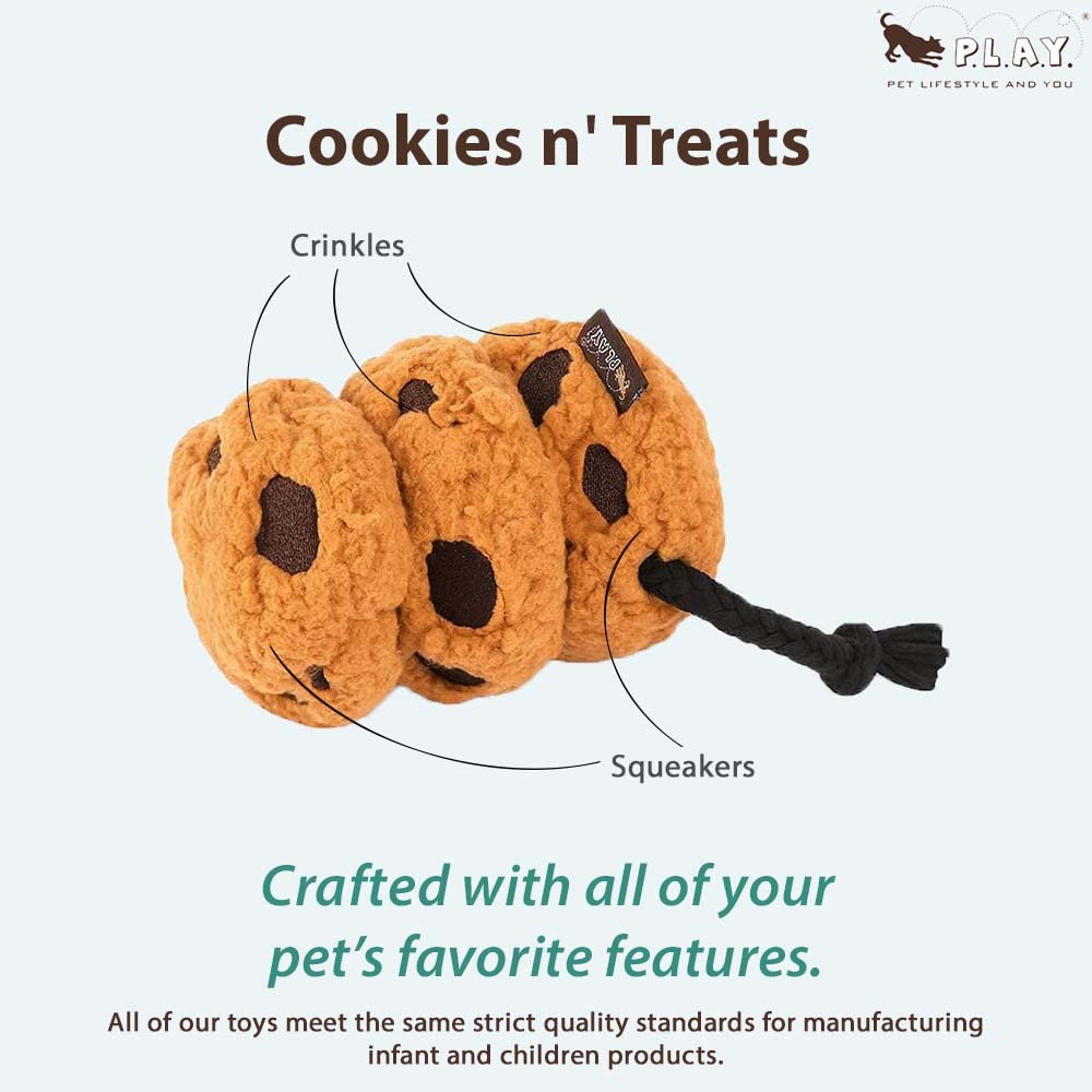 P.L.A.Y. Cute Plush Dog Toys - Coffee Shop Food Themed Durable Squeaker Chew Toy, Great for Puppies & Small, Medium, Large Dogs
