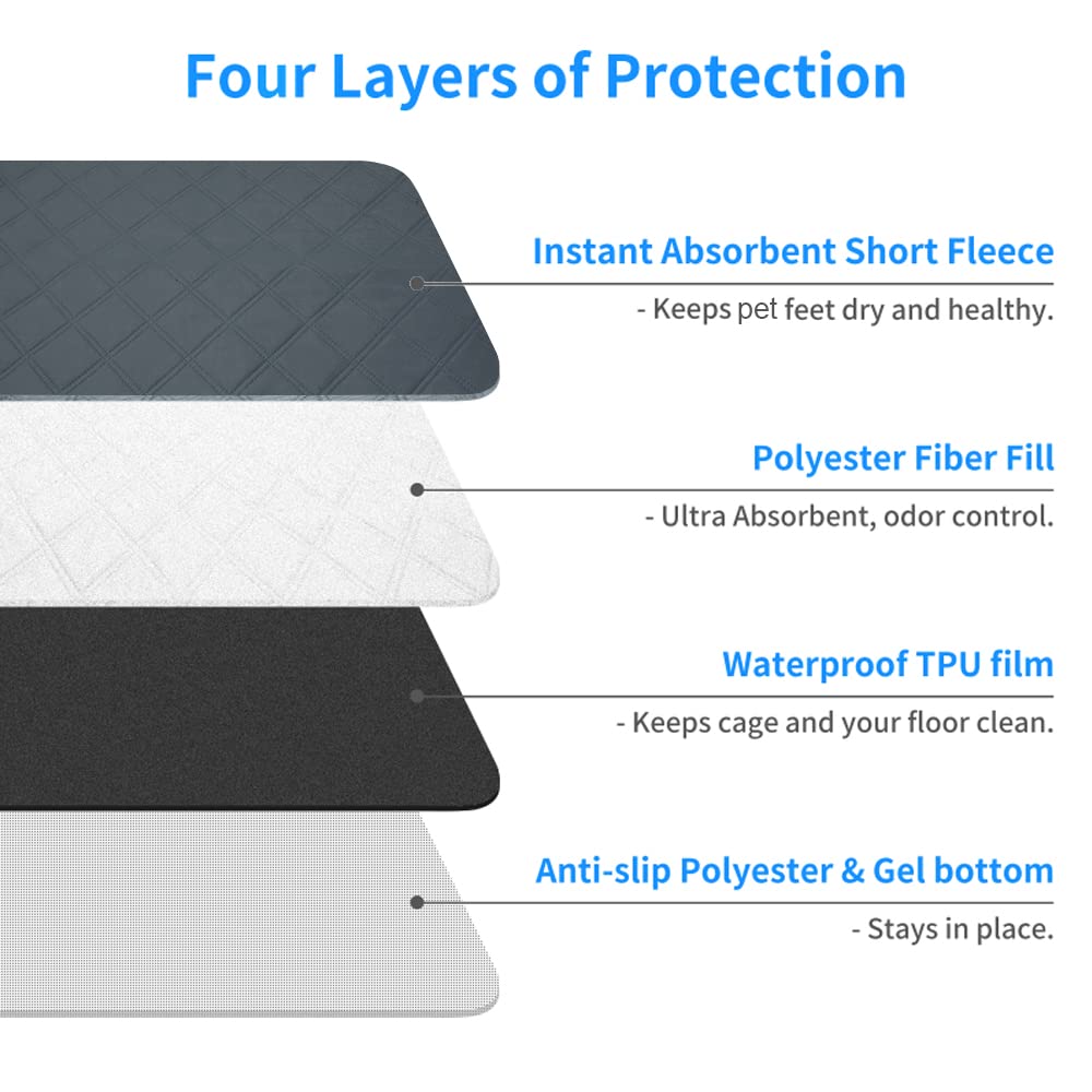 Rioussi Washable Pee Pads For Dogs, Reusable, Absorbent, Leakproof, Non Slip Pet Puppy Pads For Potty Training. Dark Gray, 24X36