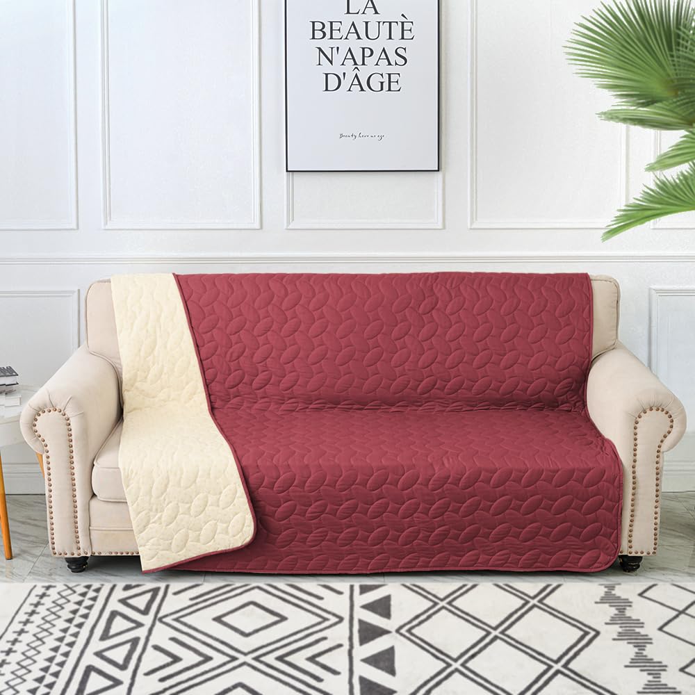 Ameritex Waterproof Pet Bed Cover Anti-Slip Dog Bed Blanket for Sofa and Furniture Waterproof New Pattern Design (Burgundy, 30x9