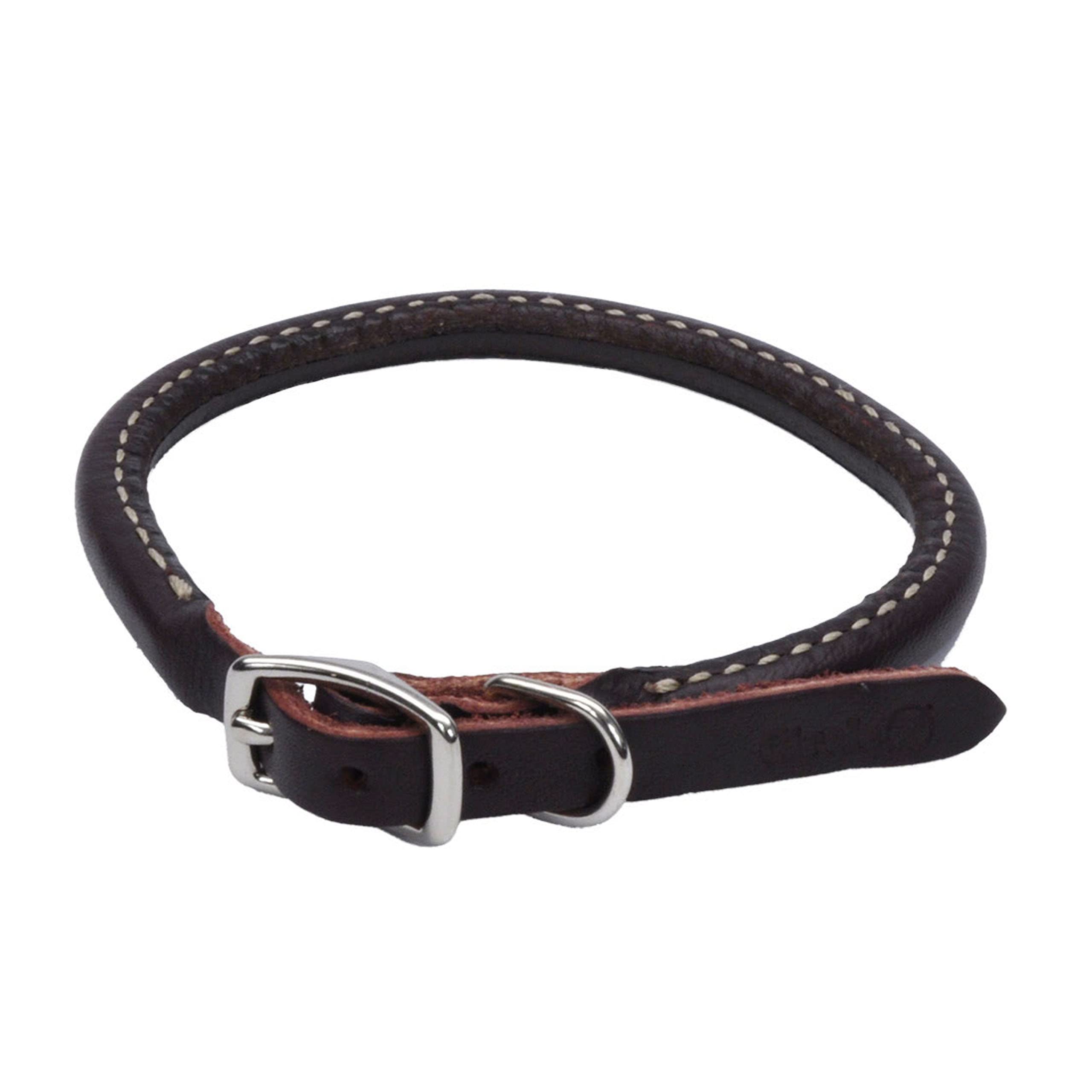 Coastal Pet Products 2205 Leather Latigo Round Dog Collar, 5/8 By 16-Inch