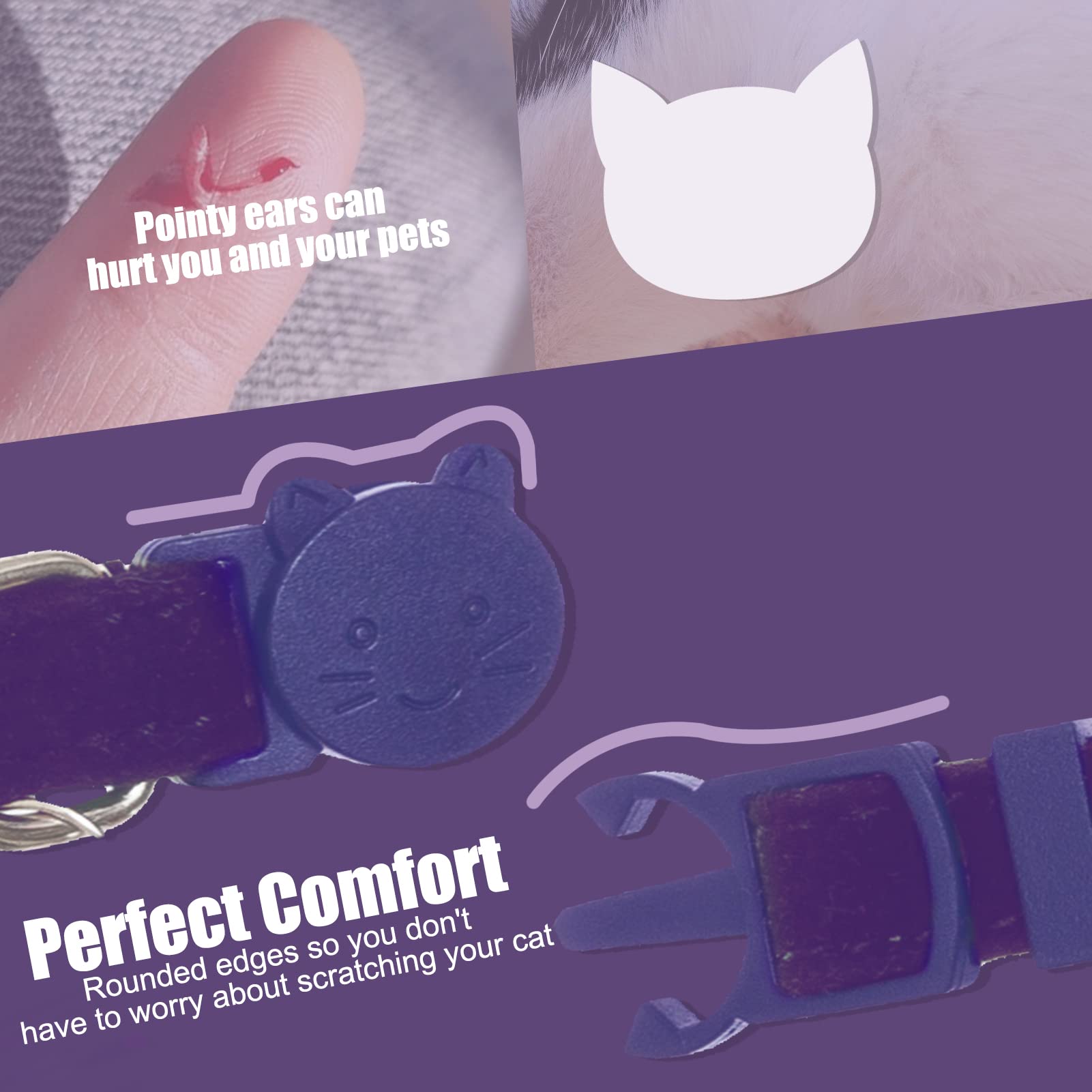 Expawlorer Soft Velvet Safe Cat Collars For Girl Cats -2 Pack Rhinestones Bling Diamante Adjustable Collars Breakaway- Chirstmas