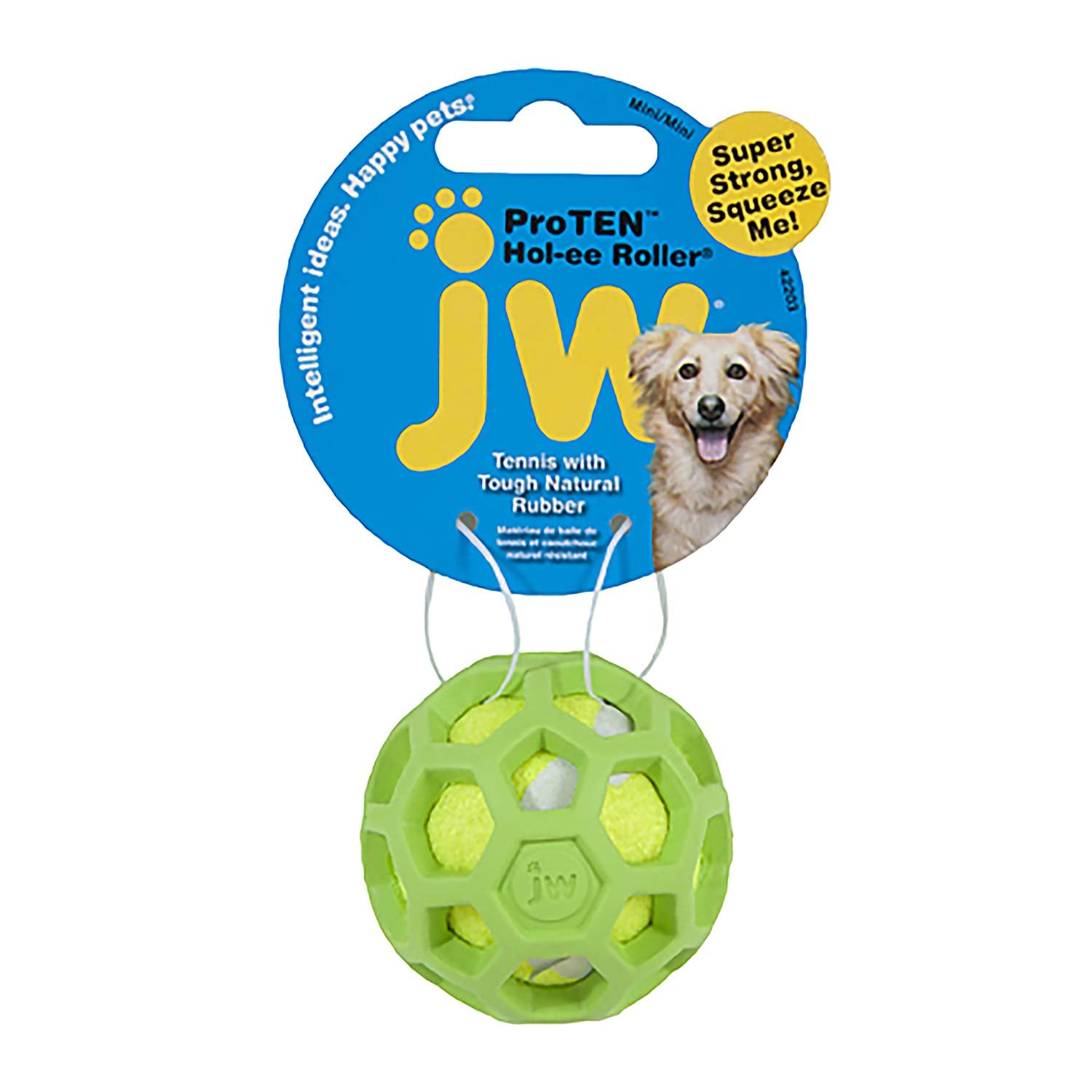 JW Pet Proten Hol-ee Roller Dog Chew Puzzle, Small, Lime Green Tennis Ball With Assorted Colors (Green, Red, Blue), 42204
