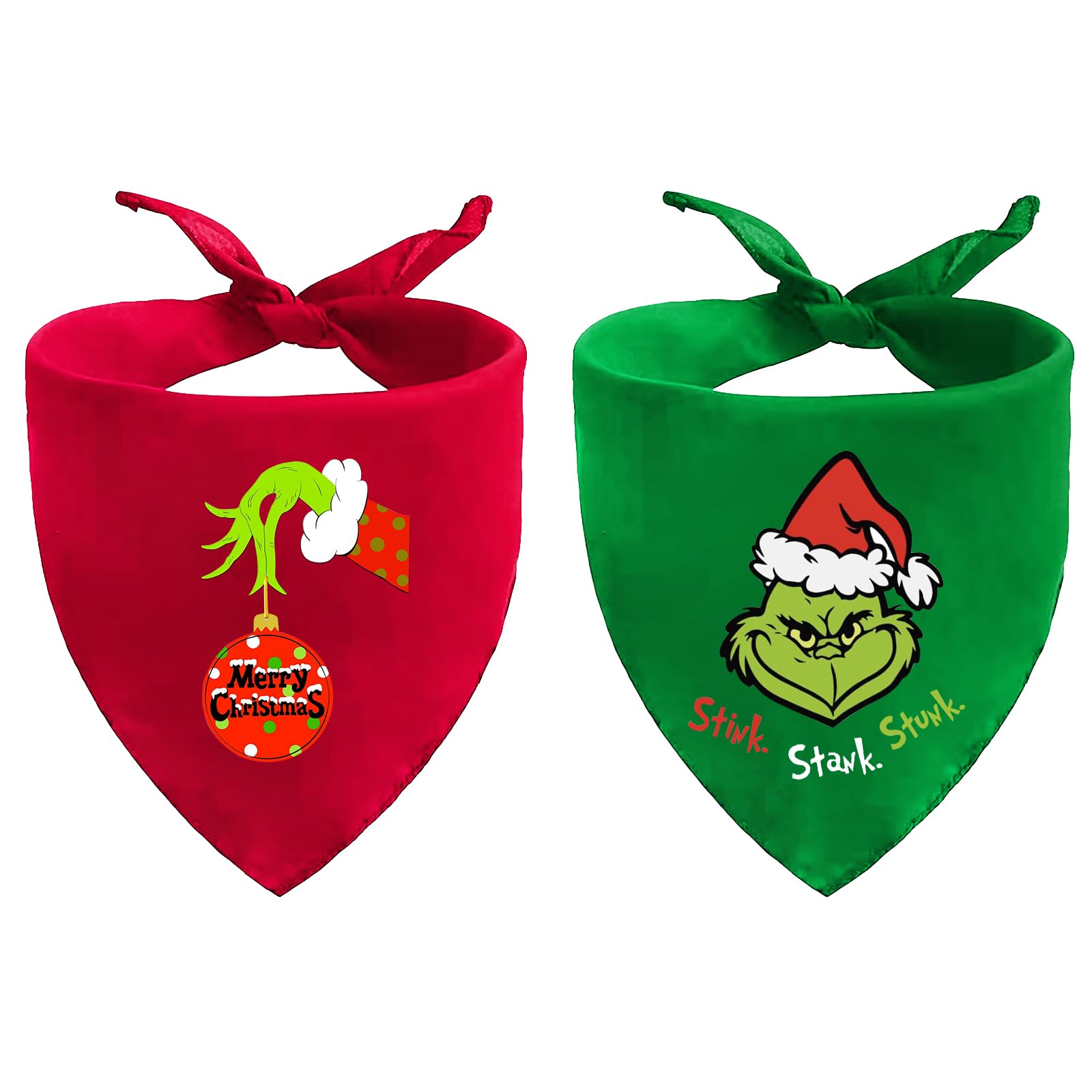 Christmas Dog Bandanas, 2 Pack Merry Christmas Bandanas For Dog Costume, Reversible Christmas Dog Bandana Holiday Dog Scarf Pet 