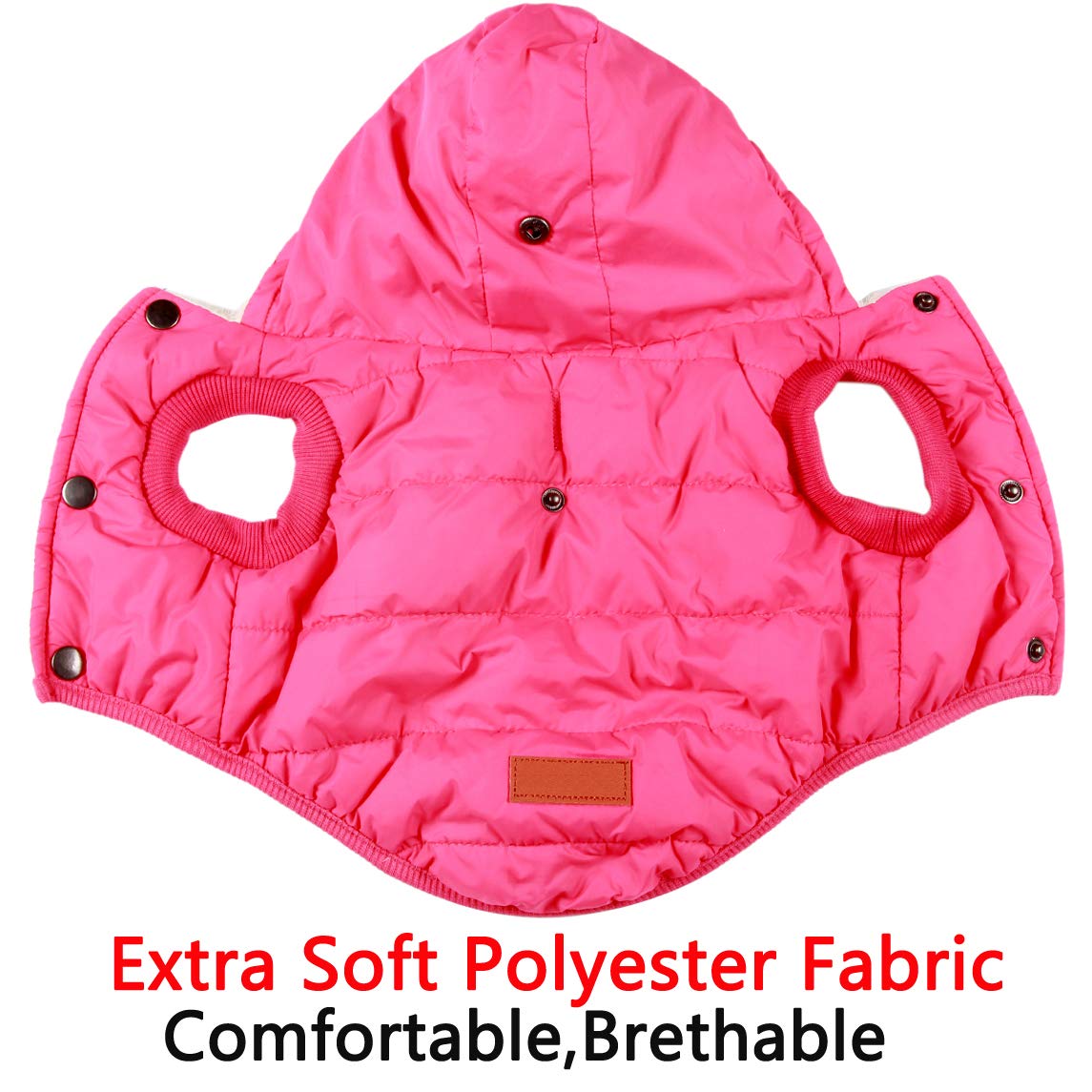 Vecomfy Fleece Lining Extra Warm Dog Hoodie In Winter For Medium Dogs Jacket Pet Coats With Hooded Pink L