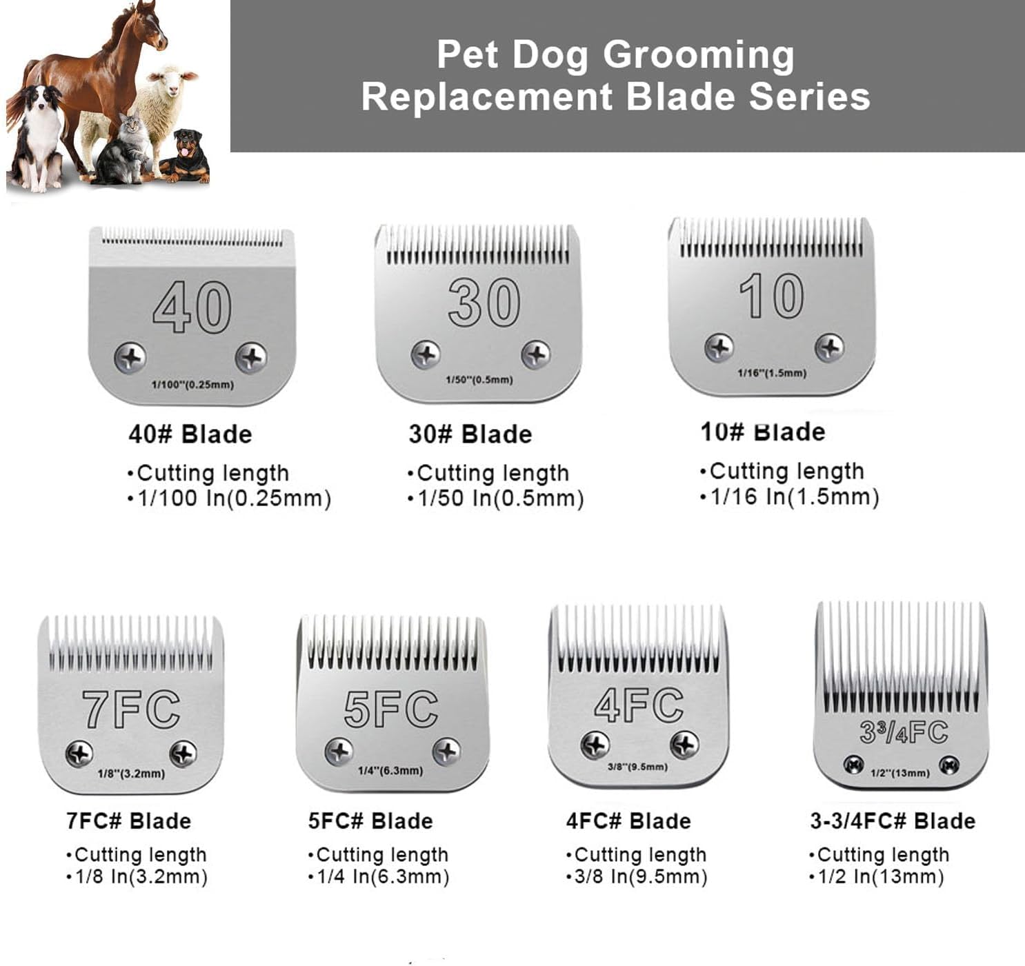 5Pack Dog Grooming Blades Compatible With Andis Dog Clippers,Dog Clipper Blades Compatible With Oster A5,Wahl Km10 Dog Clippers