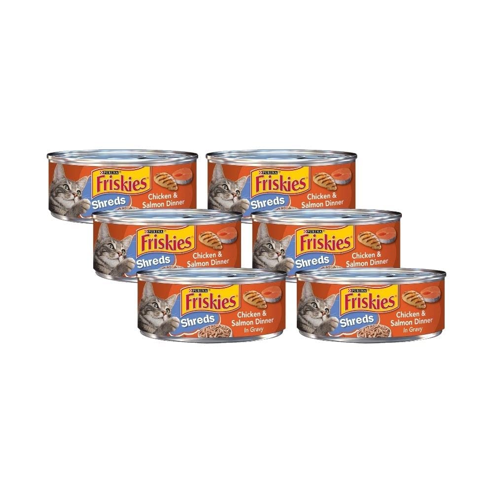 Friskies Chicken And Salmon Savory Shreds Dinner In Gravy 5.5 Ounce (6 Pack)