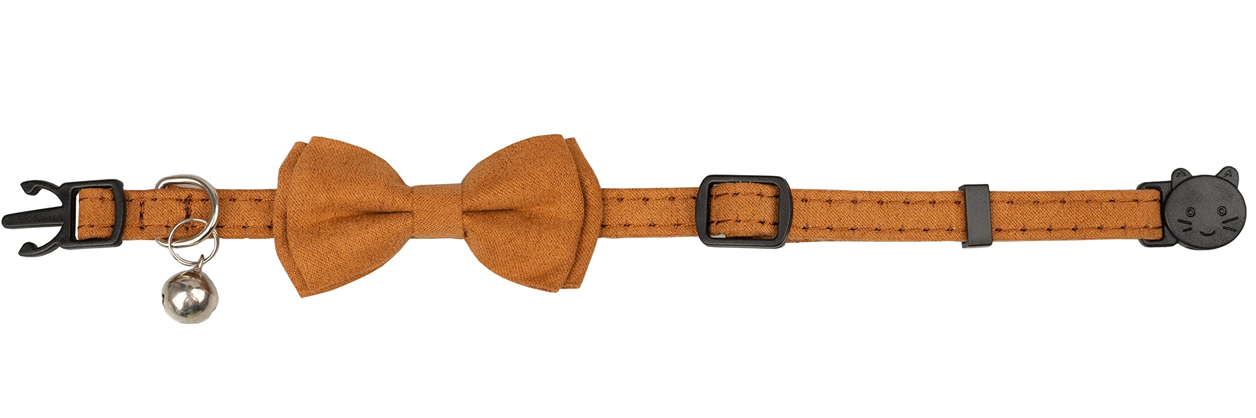 Gyapet Cat Collar With Bell Breakaway Kitten Small Puppy Safety Bow Tie Solid Wedding Basic Color [1Pc] Khaki