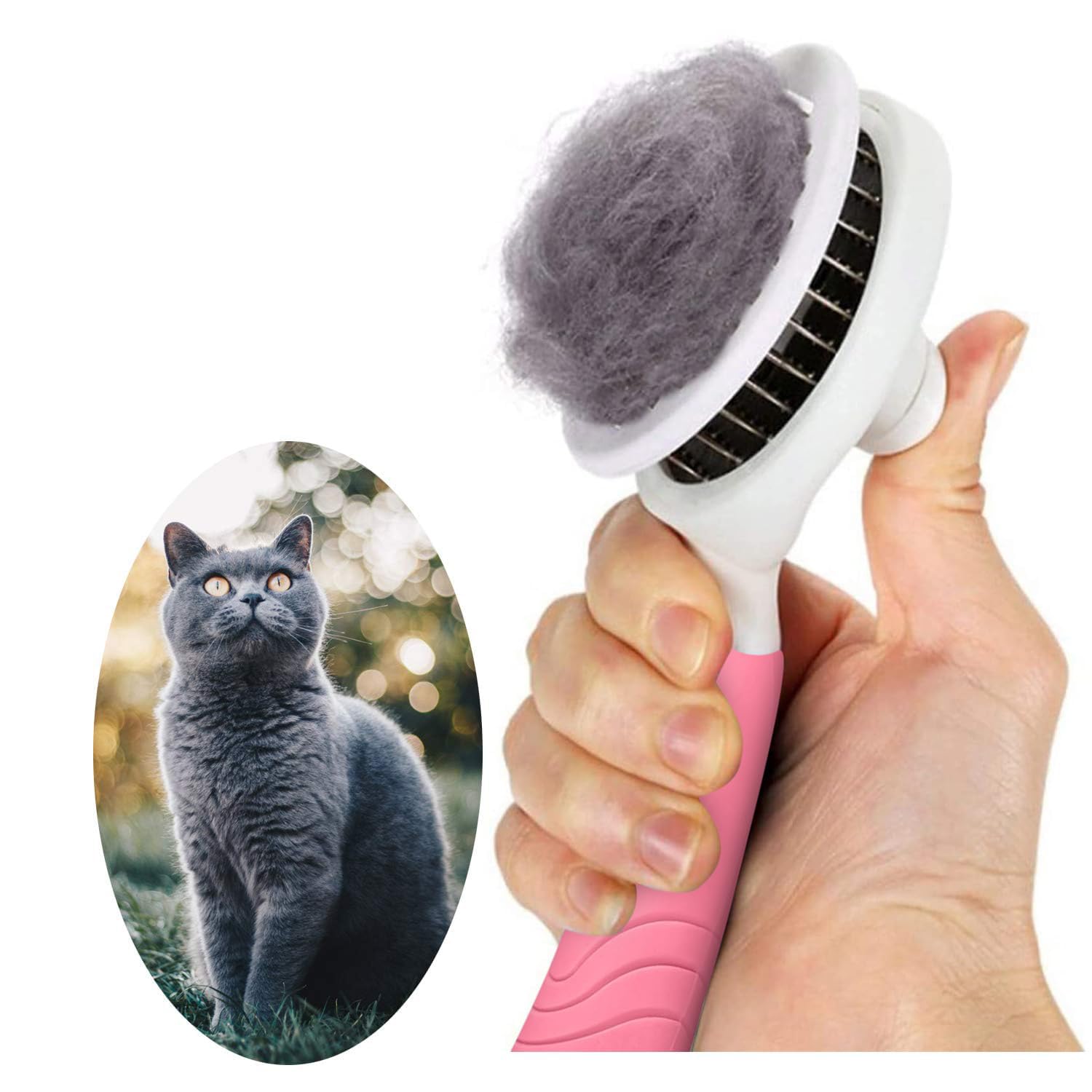 Cat Grooming Brush, Pets Skin Friendly Self Cleaning Slicker Brushes for Shedding Massage Dogs Cats Hair Gentle Remove Loose Und