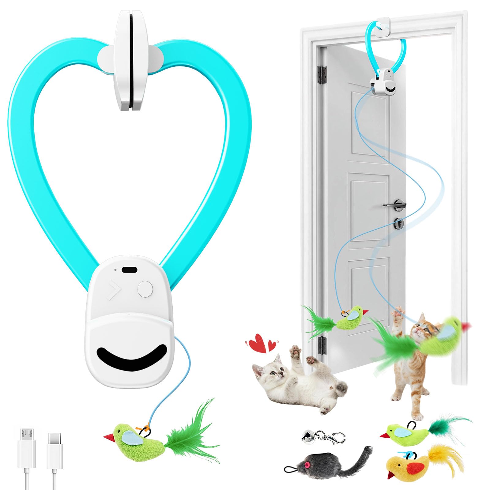 CATPICK Interactive Cat Toys for Indoor Cats Automatic Electric Flying Bird Feather Mouse Toy - Best Kitten & Adult Cat Enrichme