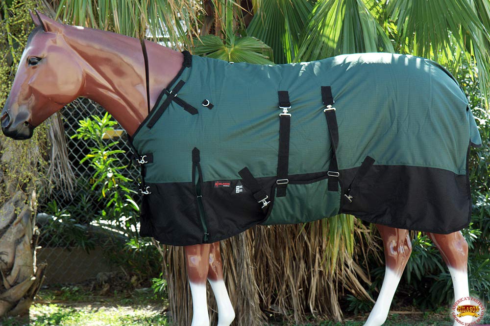 HILASON 1200D Winter Waterproof Poly Horse Turnout Blanket Belly Wrap Green | 82 in