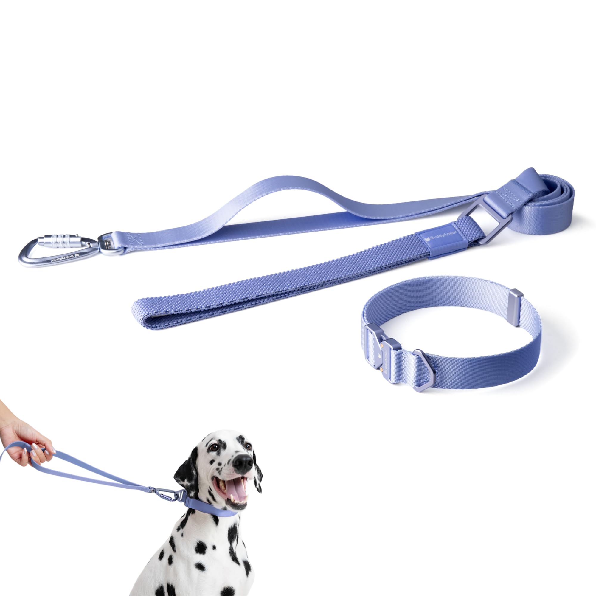 Buddyarmor Dog Collar Pro And Leash Set, Heavy Duty Quick Release Buckle Dog Collar And Two Handles Leash For Training & Outdoor