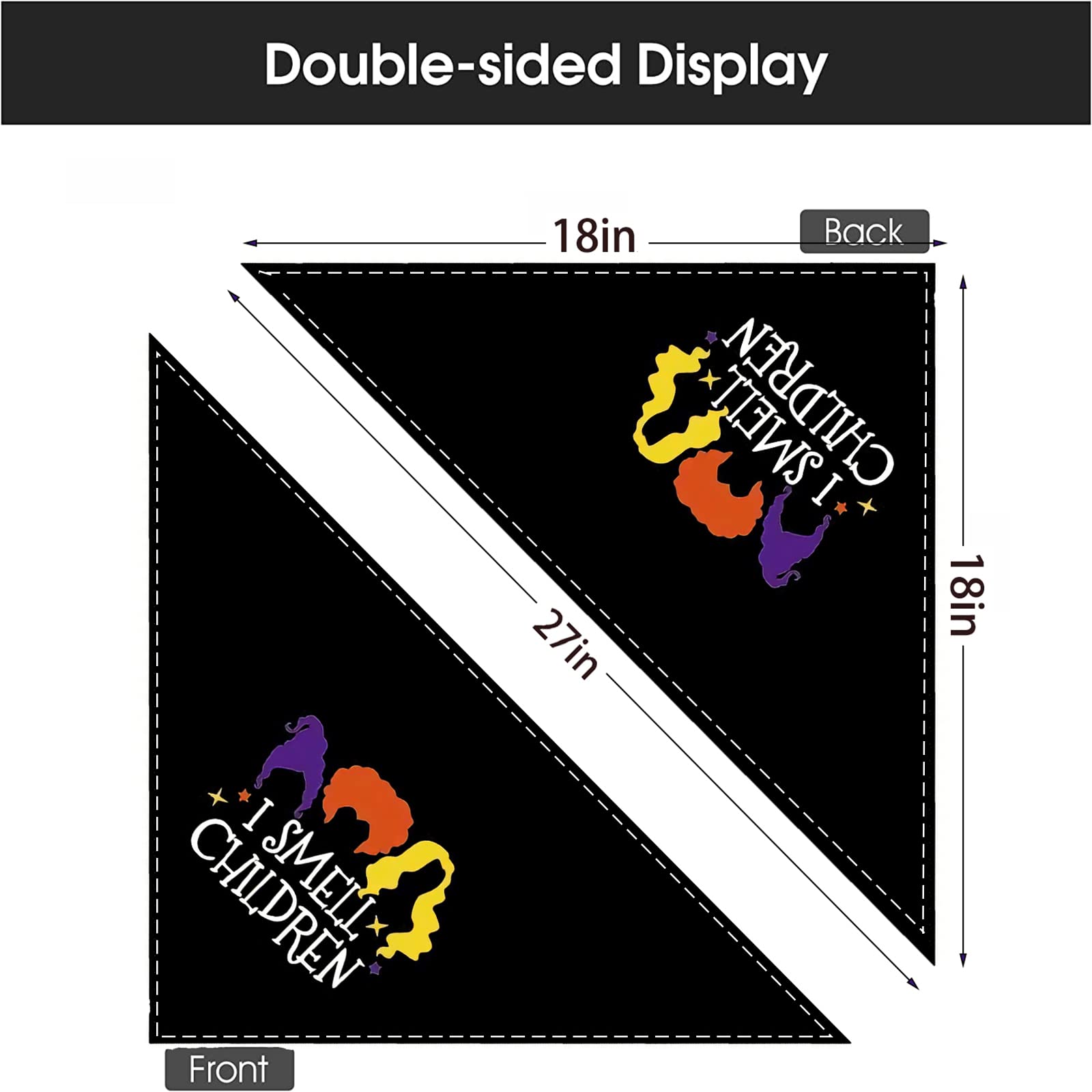 Halloween Hocus Pocus Dog Bandanas - I Smell Children Witch Dog Scarf - 2 Pcs Adjustable Sanderson Sisters Holiday Party Triangle Reversible Pet Bandanas For Small Medium Large Dogs