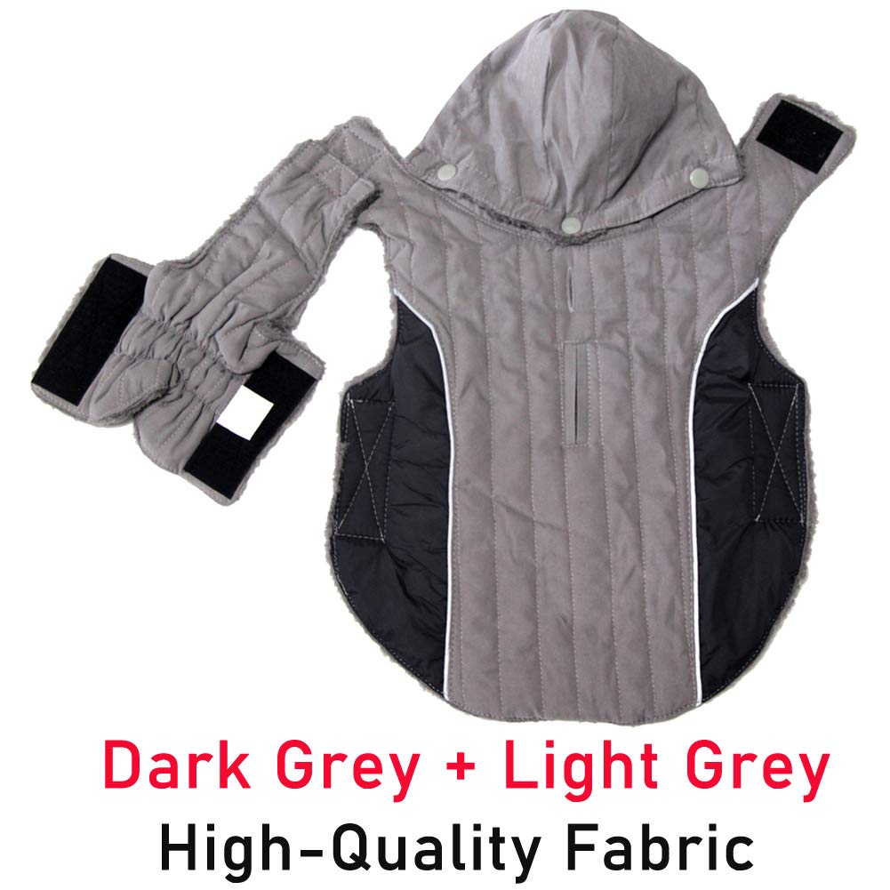 Joydaog Fleece Dog Hoodie For Small Dogs Super Warm Puppy Jacket For Cold Winter Dog Coats,Grey S