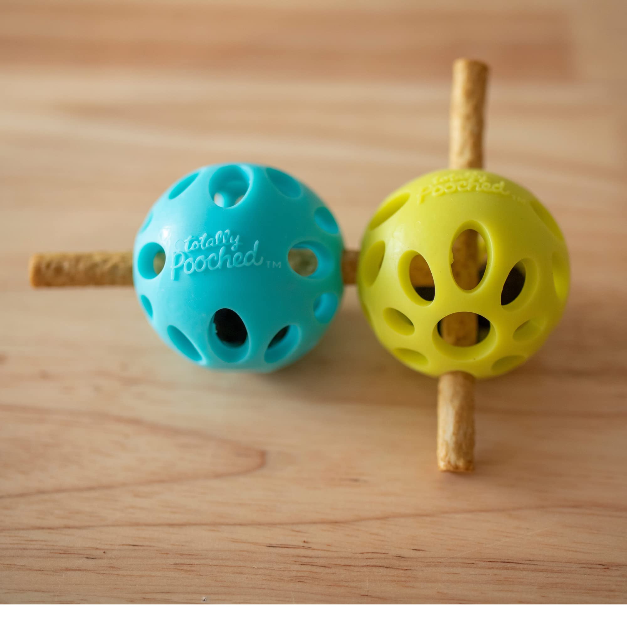 Messy Mutts Totally Pooched Huff'N Puff Ball | 2.5?Tpr Puzzle Ball For Dogs | 2-In-1 Durable Interactive Toy And Tooth Cleaner | Teal