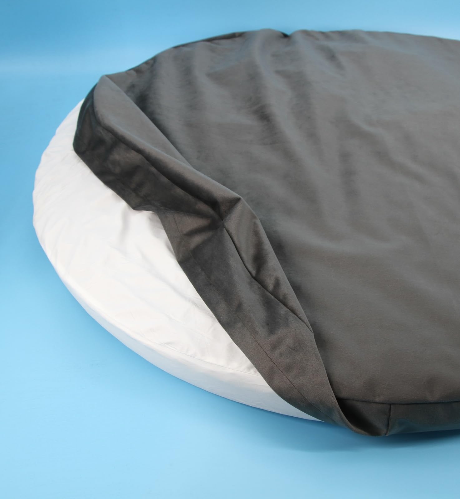 Eechicspace Waterproof Round Dog Bed Grey Velvet Orthopedic Egg Crate Foam Pad 30 Inch