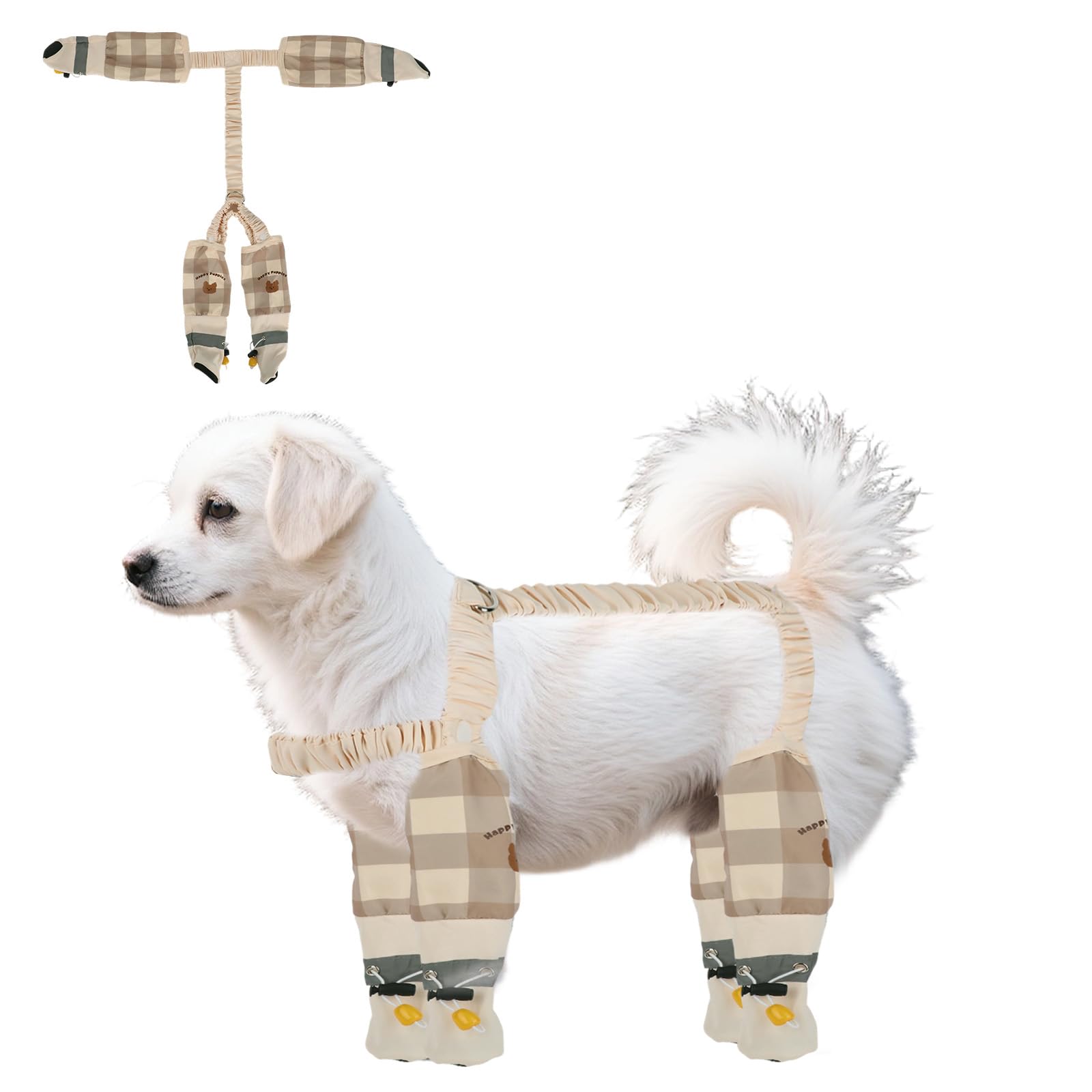 Anti-Dirt Pants for Small Dogs, Waterproof Dog Pants Dust Free Full-Leg Protective Dog Suspender Rain Boots Leggings Anti-Slip P