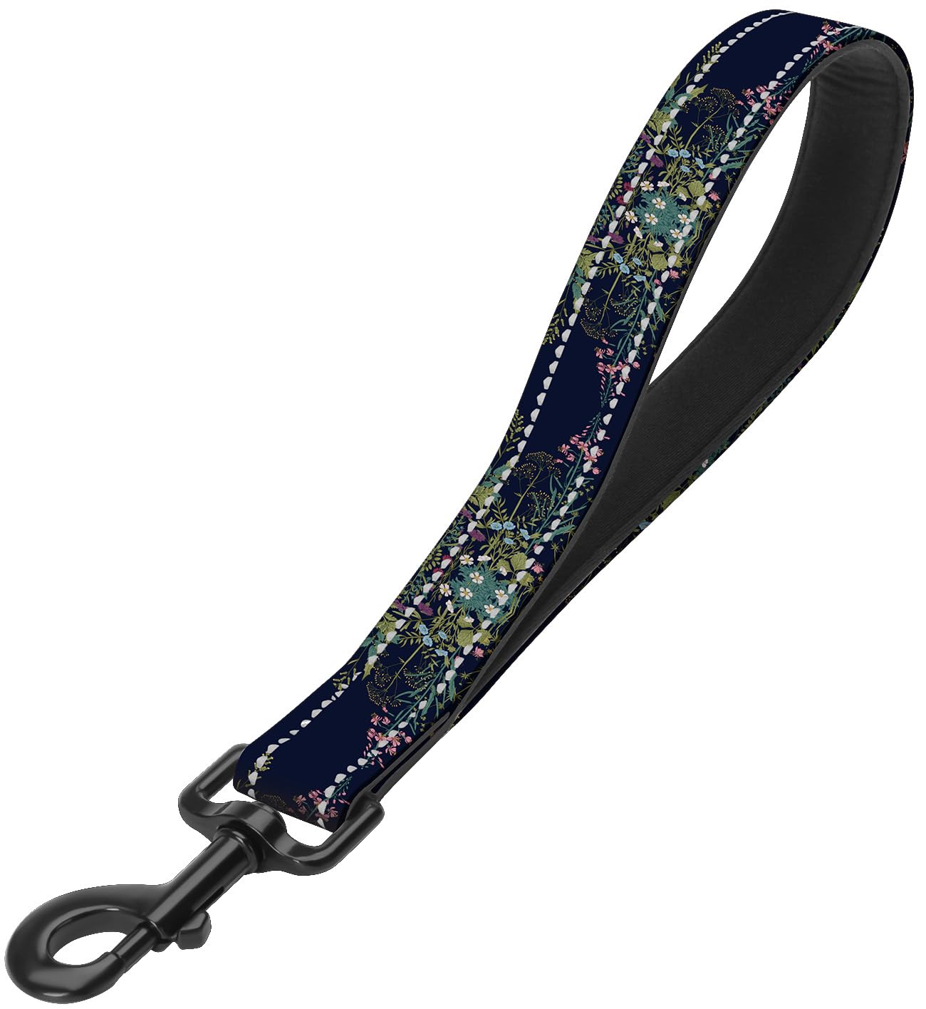 Short Dog Leash With Reflective Nylon Padded Handle - Ideal For Training And Control Of Large And Medium Dogs (Black Grass)