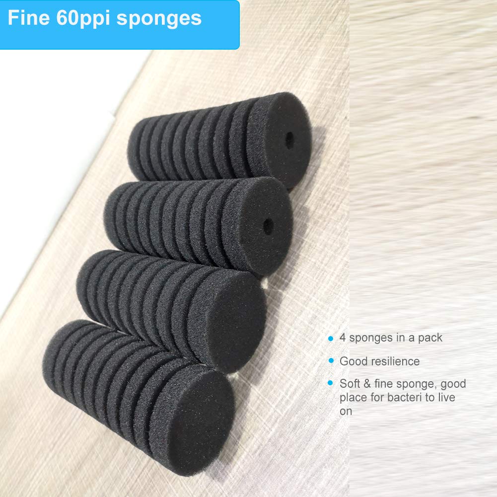 hygger Replacement Sponges for Aquarium Double Sponge Filter - Pack of 4, Size S