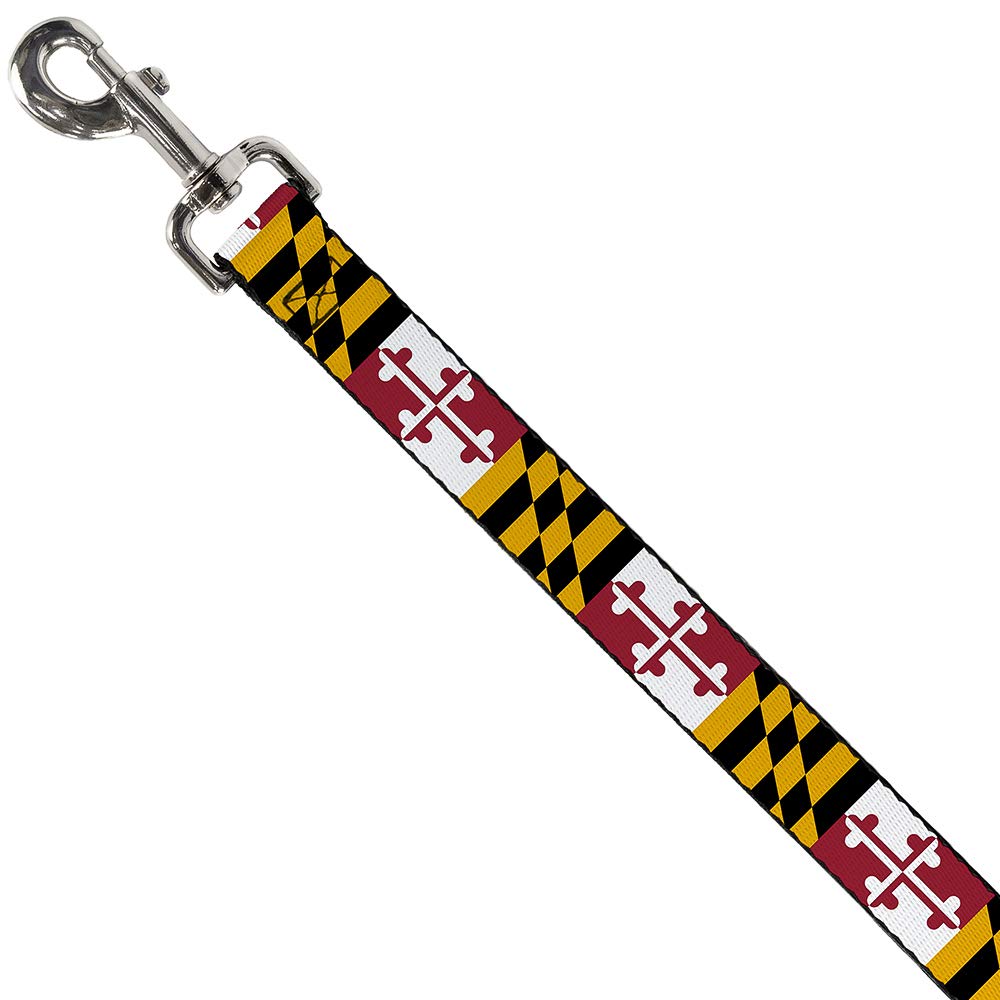 Buckle-Down Dog Leash Maryland Flags 6 Feet Long 1.5 Inch Wide