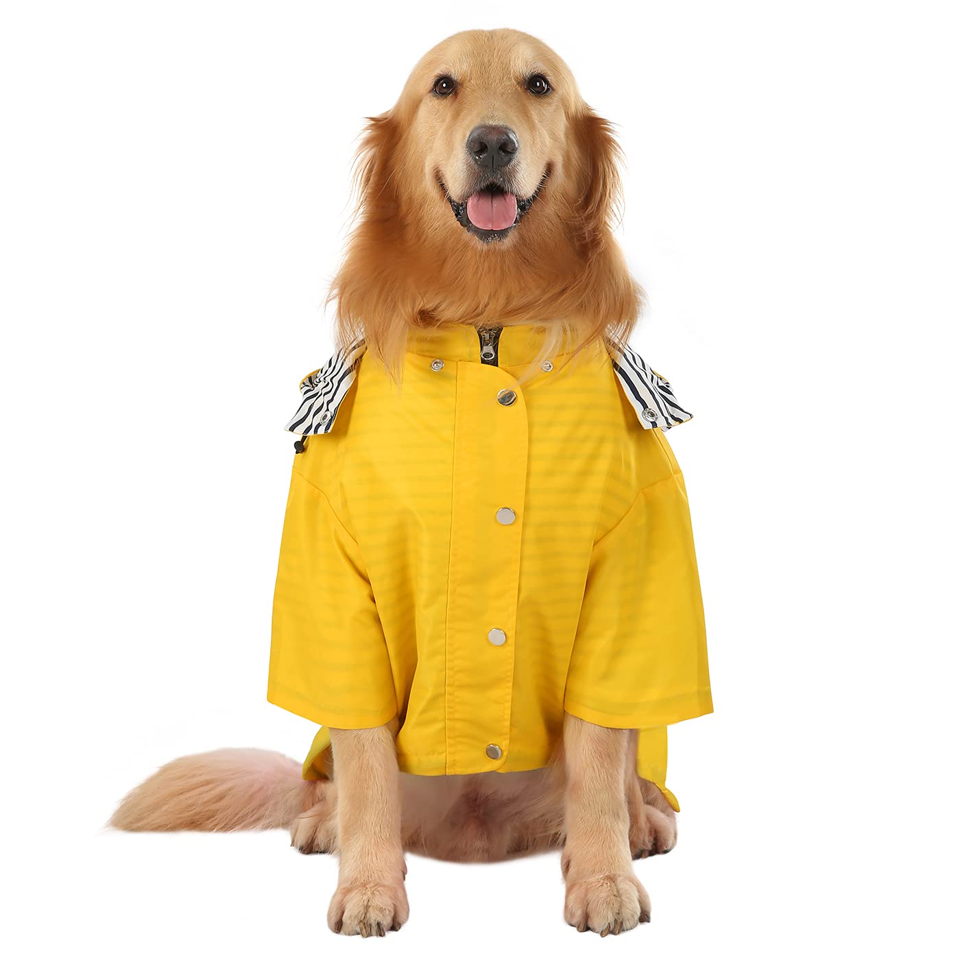 HDE Dog Raincoat Double Layer Zip Rain Jacket with Hood for Small to Large Dogs Yellow - 2XL