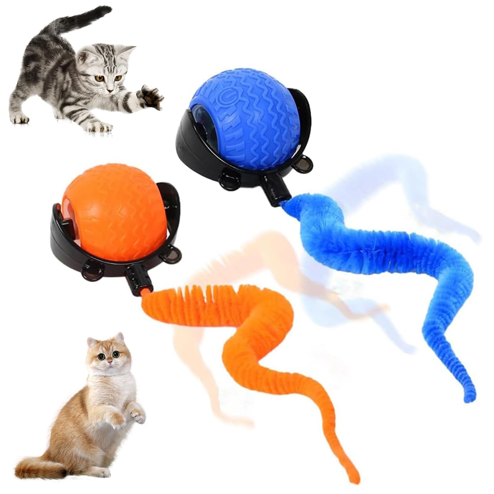 Yalemie 2Pcs Interactive Dog & Cat Electric Active Toys, Pet Smart Chase Ball, Fast Rolling Cat And Dog Ball Toys For Dogs And C