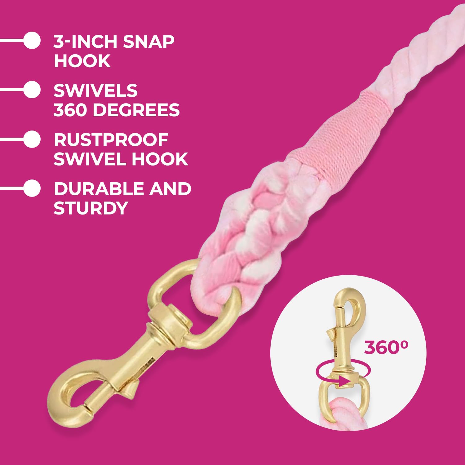 Glow Pups Blue And Pink Leash For Dogs, Handmade Organic Cotton Tie Dyed Rope Leash For Dogs With A Snap Hook, Dog Rope Leash, O