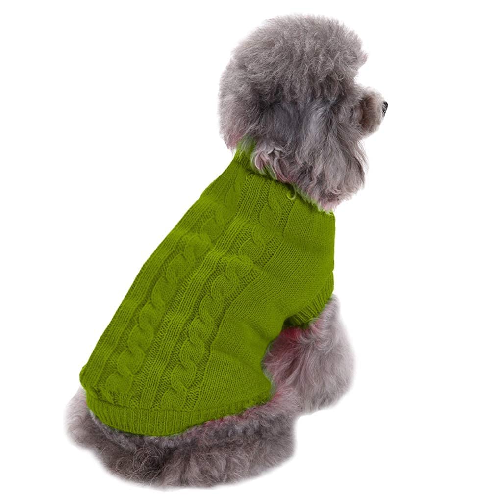 Small Dog Sweaters Knitted Pet Cat Warm Dog Sweatshirt Winter Clothes Kitten Puppy Sweater (X-Small,Light Green)