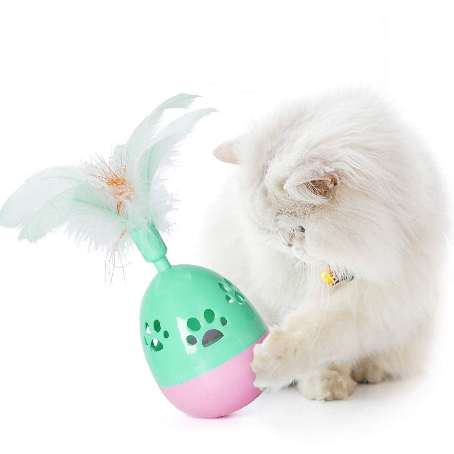 Pet Guard Interactive Tumbler Kitten Cat Toy Ball With FeathersColour May Vary